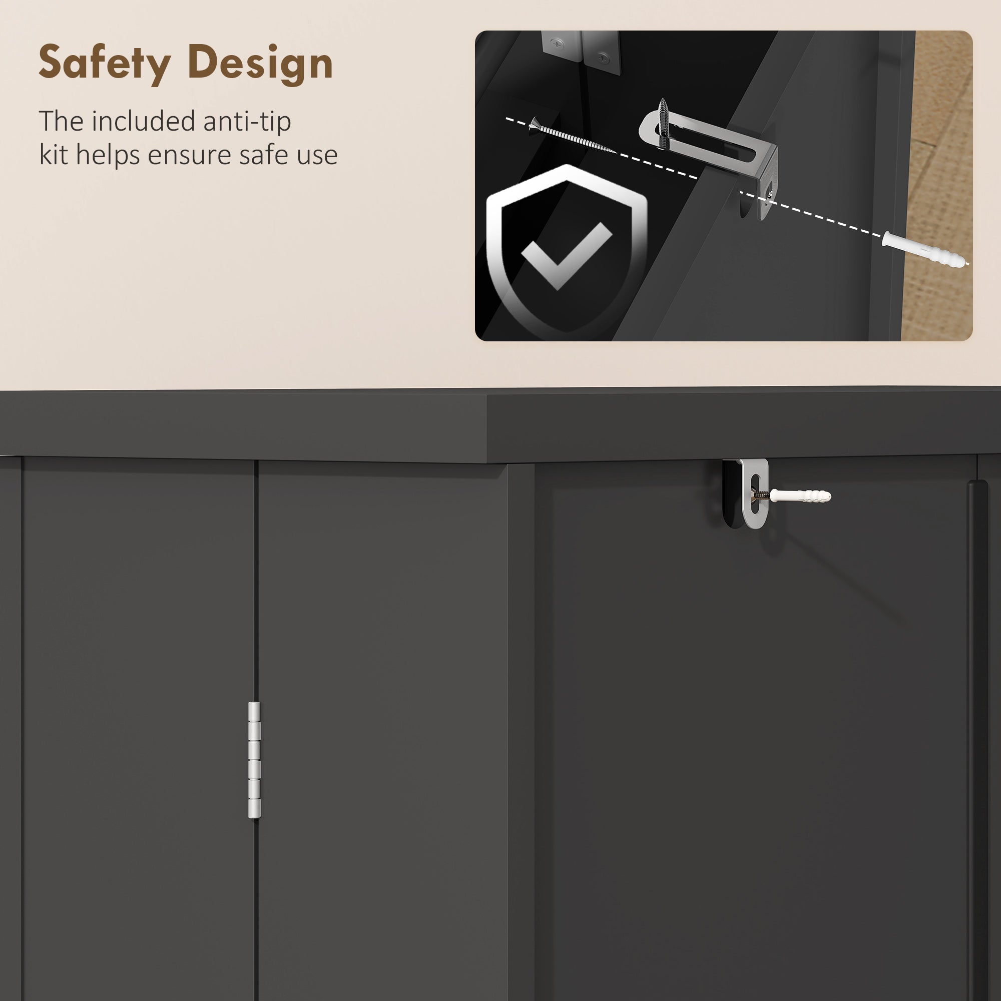 HOMCOM Kitchen Cupboard, Freestanding Multi-Storage Kitchen Pantry Cabinet with Adjustable Shelves, Black