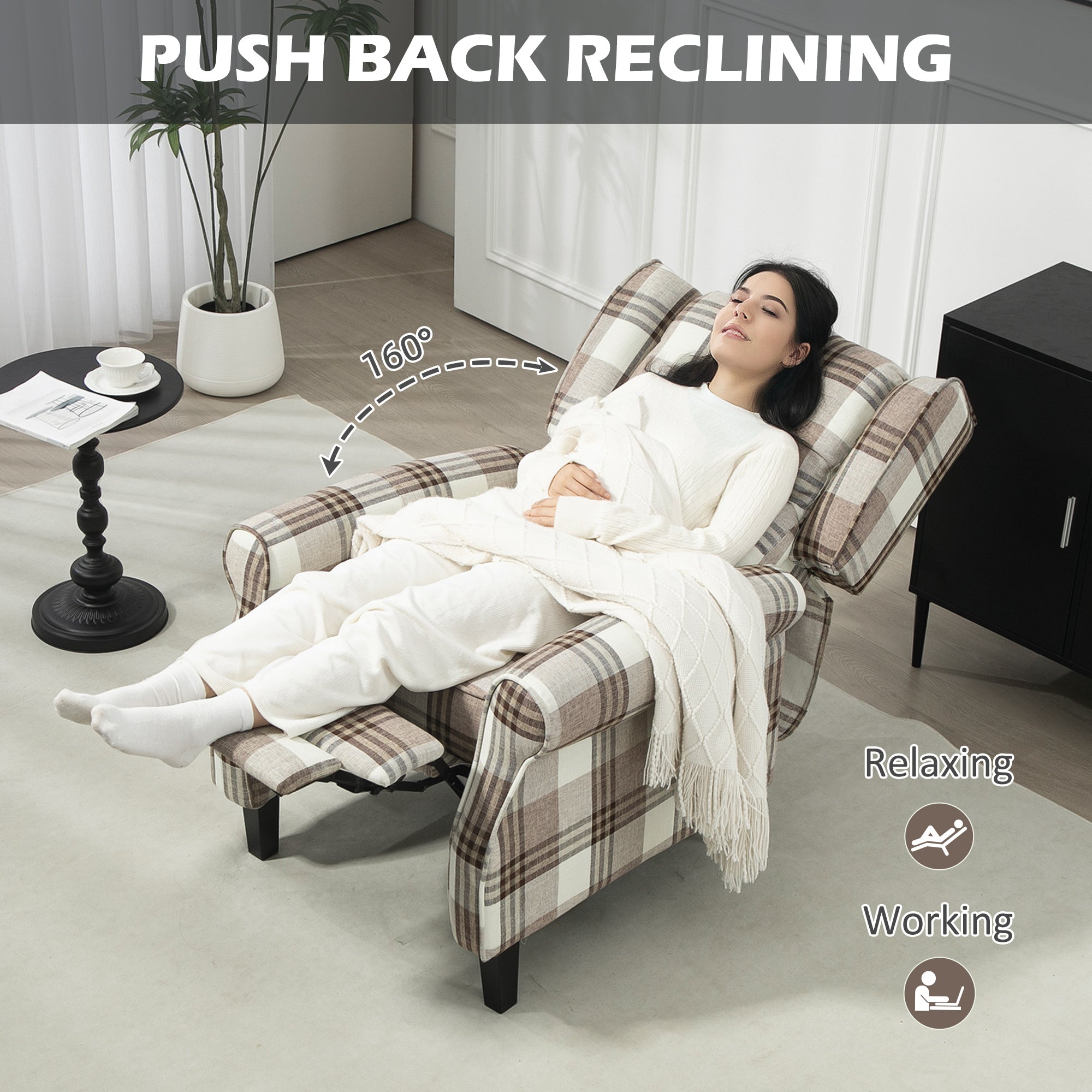 HOMCOM 160° Reclining Armchair, with Footrest - Brown - North Peak Garden Furniture