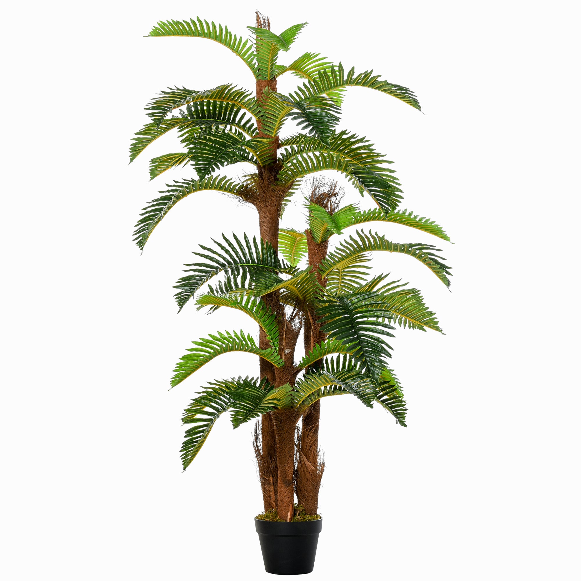 Outsunny 5FT Artificial Fern Tree with 36 Leaves, Decorative Fake Plant for Indoor Outdoor Décor, Nursery Pot