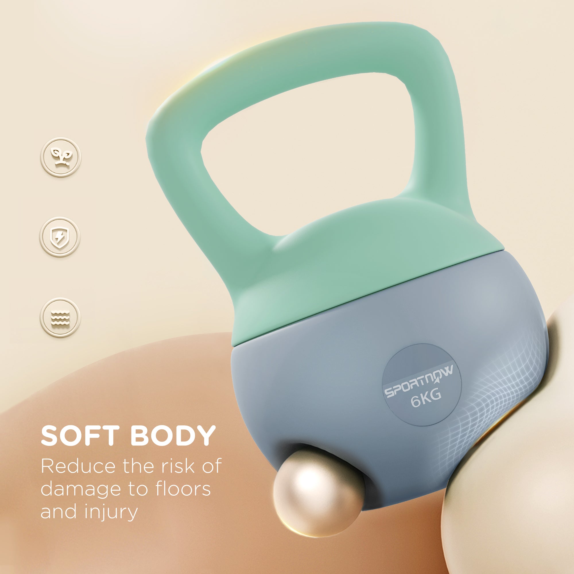 SPORTNOW 6KG Kettlebell, Soft Kettle Bell with Non-Slip Handle for Home Gym Weight Lifting and Strength Training - North Peak Garden Furniture