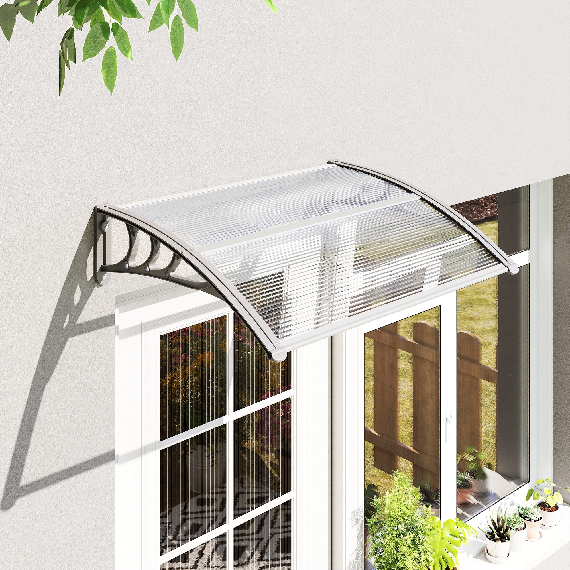Outsunny Door Canopy Awning Outdoor Window Rain Shelter Cover for Front/Back Door Porch Clear 100 x 75cm