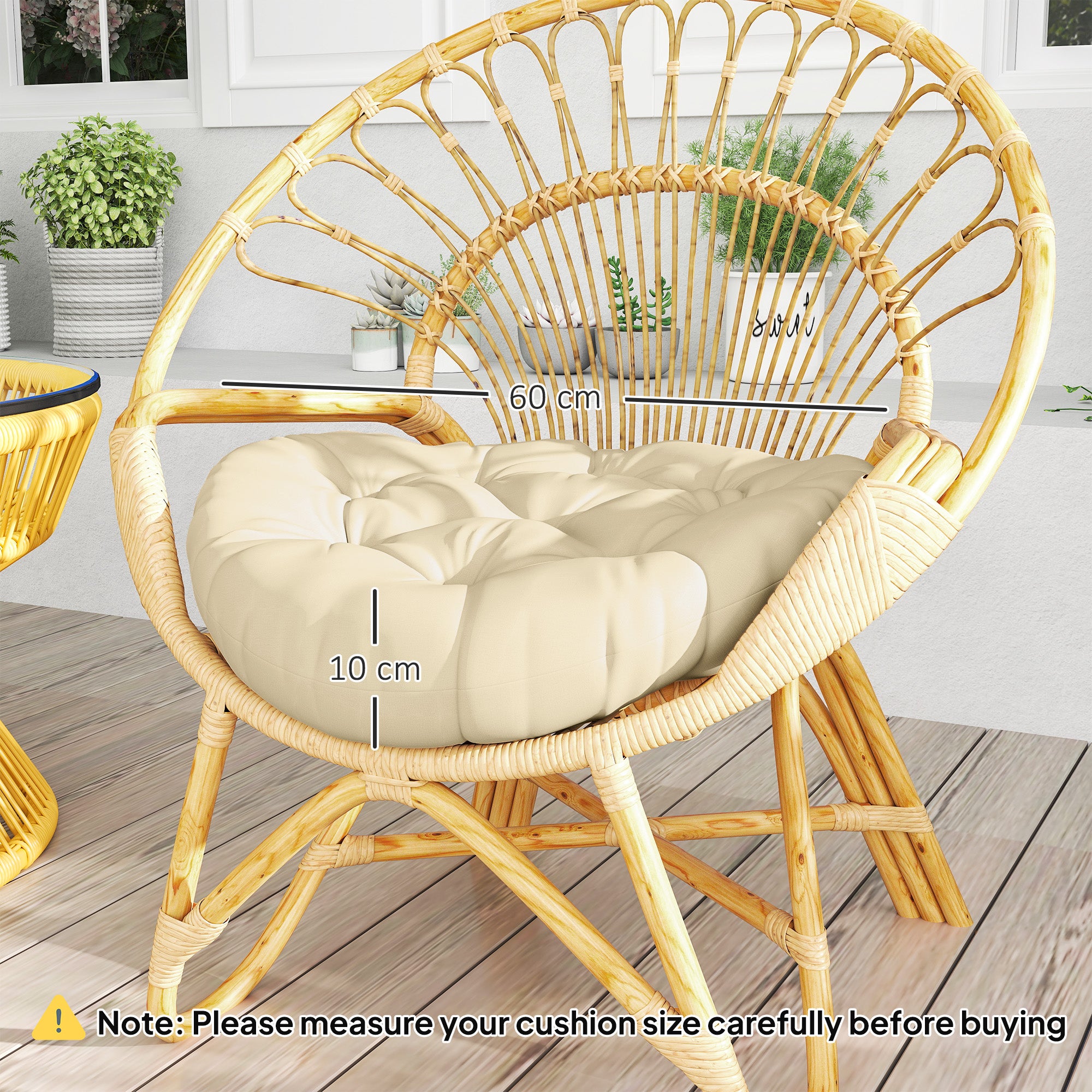 Outsunny Set of Two Φ60cm Outdoor Cushions - Beige - North Peak Garden Furniture