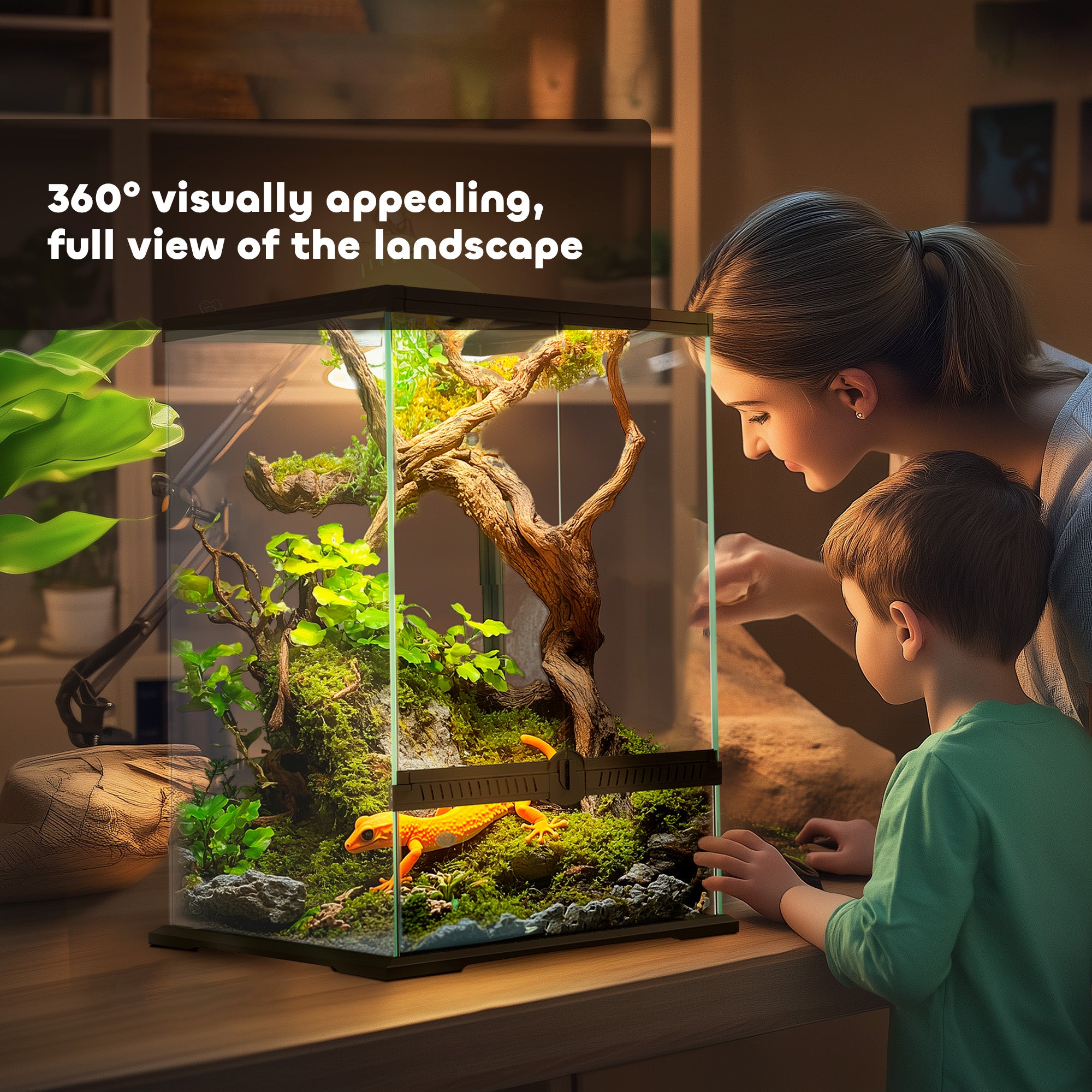 PawHut 40L Vivarium for Lizards, Frogs, Snakes, Turtles, Tortoises w/ Anti-Escape Design, Ventilation