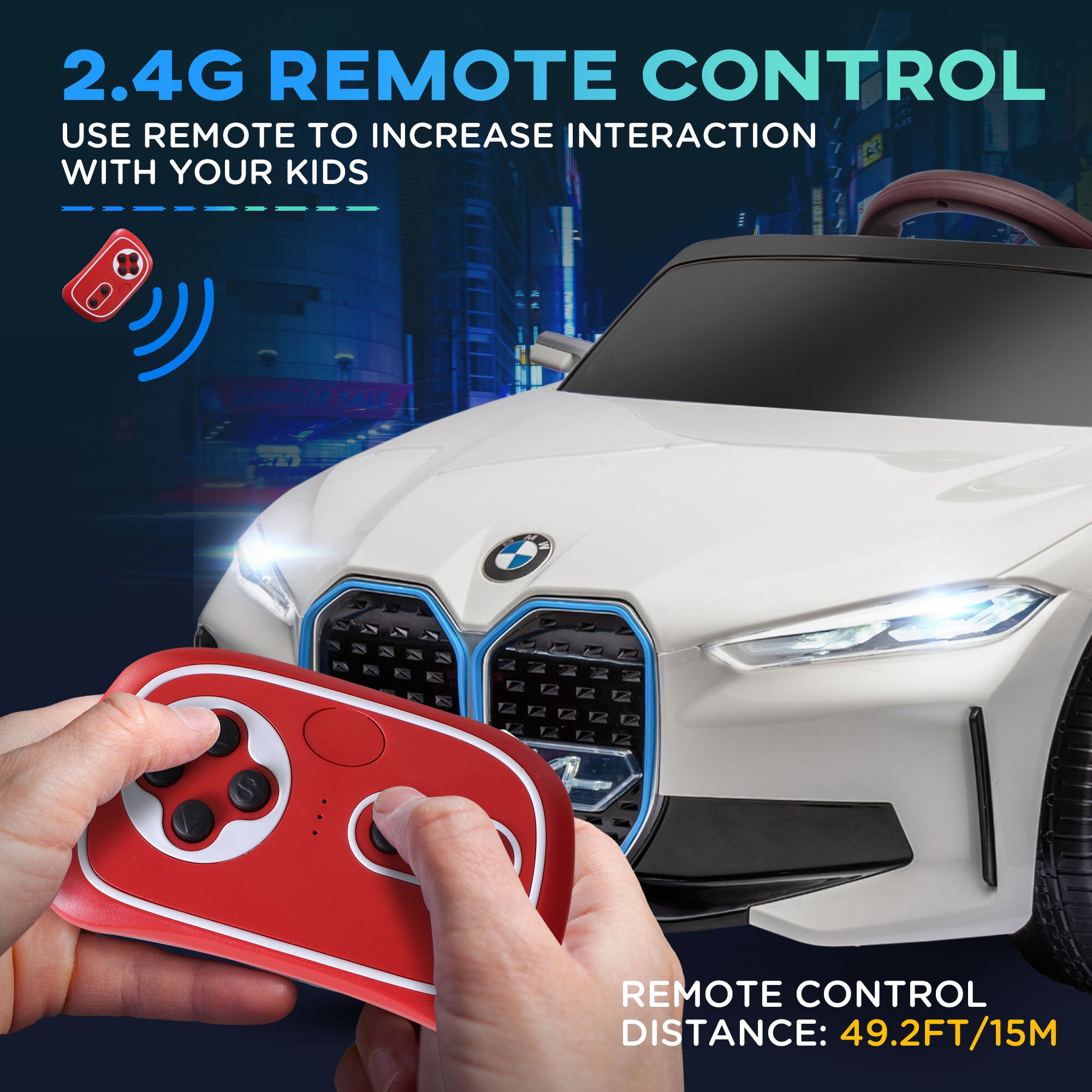 HOMCOM BMW i4 Licensed 12V Kids Electric Ride-On Car - North Peak Garden Furniture