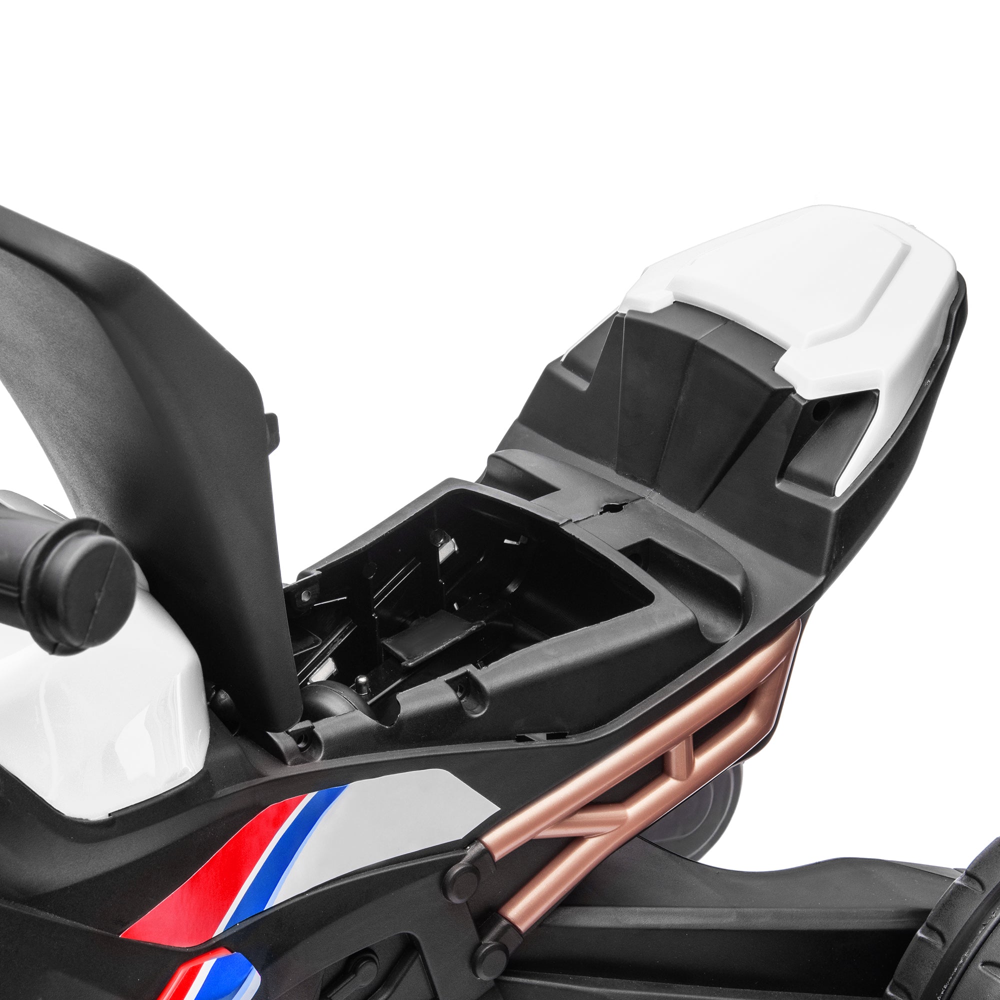 AIYAPLAY Motorcycle Design, 3 in 1 Toddler Trike, Sliding Car, Balance Bike with Headlight, Music, Horn, White - North Peak Garden Furniture