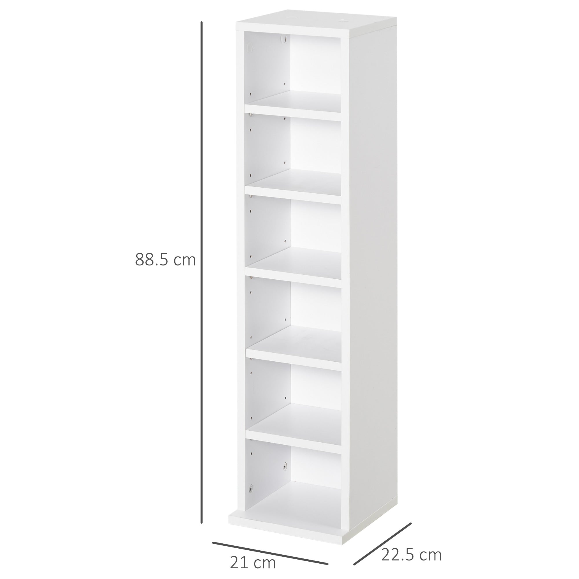 HOMCOM 204 CD Media Display Shelf Unit Set of 2 Blu-Ray Tower Rack w/ Adjustable Shelves Bookcase Storage Organiser, White - North Peak Garden Furniture