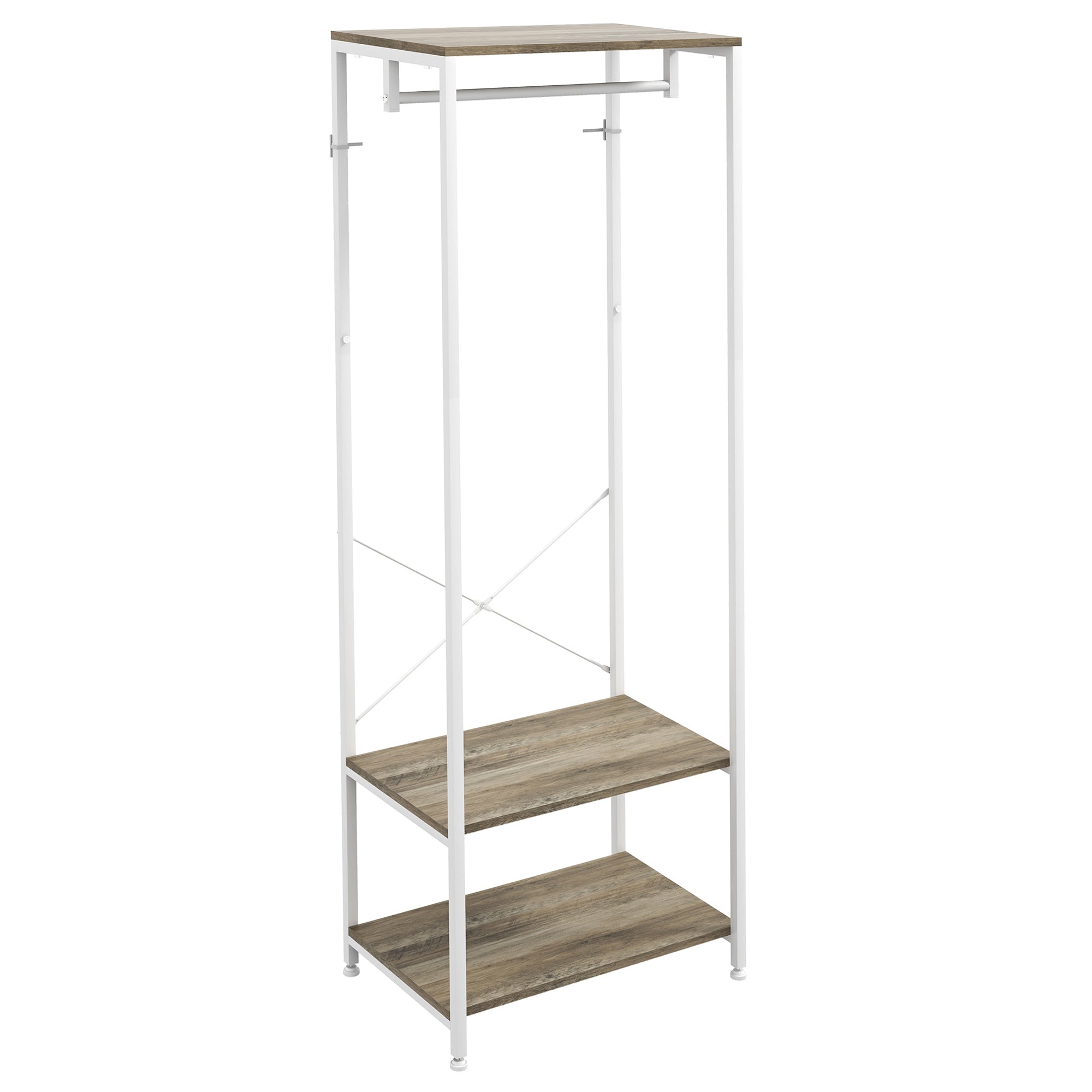 HOMCOM Hallway Coat Rack and Shoe Bench Tree - Grey - North Peak Garden Furniture