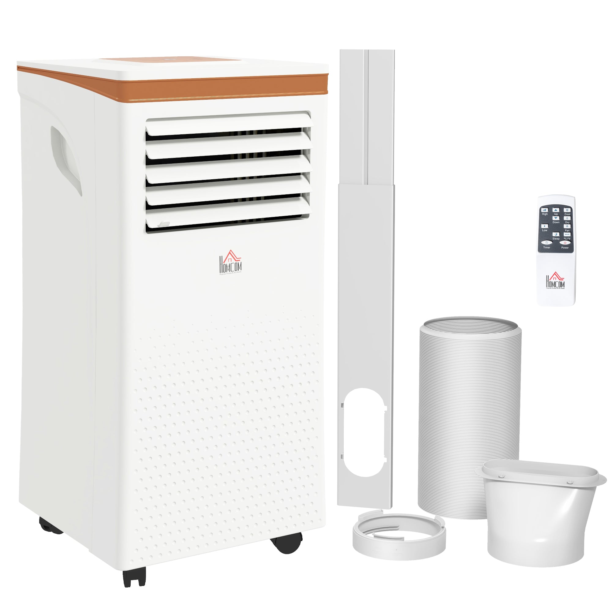 HOMCOM 9000 BTU Air Conditioning Unit, 3-in-1 Portable Air Conditioner, Dehumidifier, Cooling Fan with Remote, LED Display, 2 Speeds, 24H Timer, Window Venting Kit, 18m² - North Peak Garden Furniture