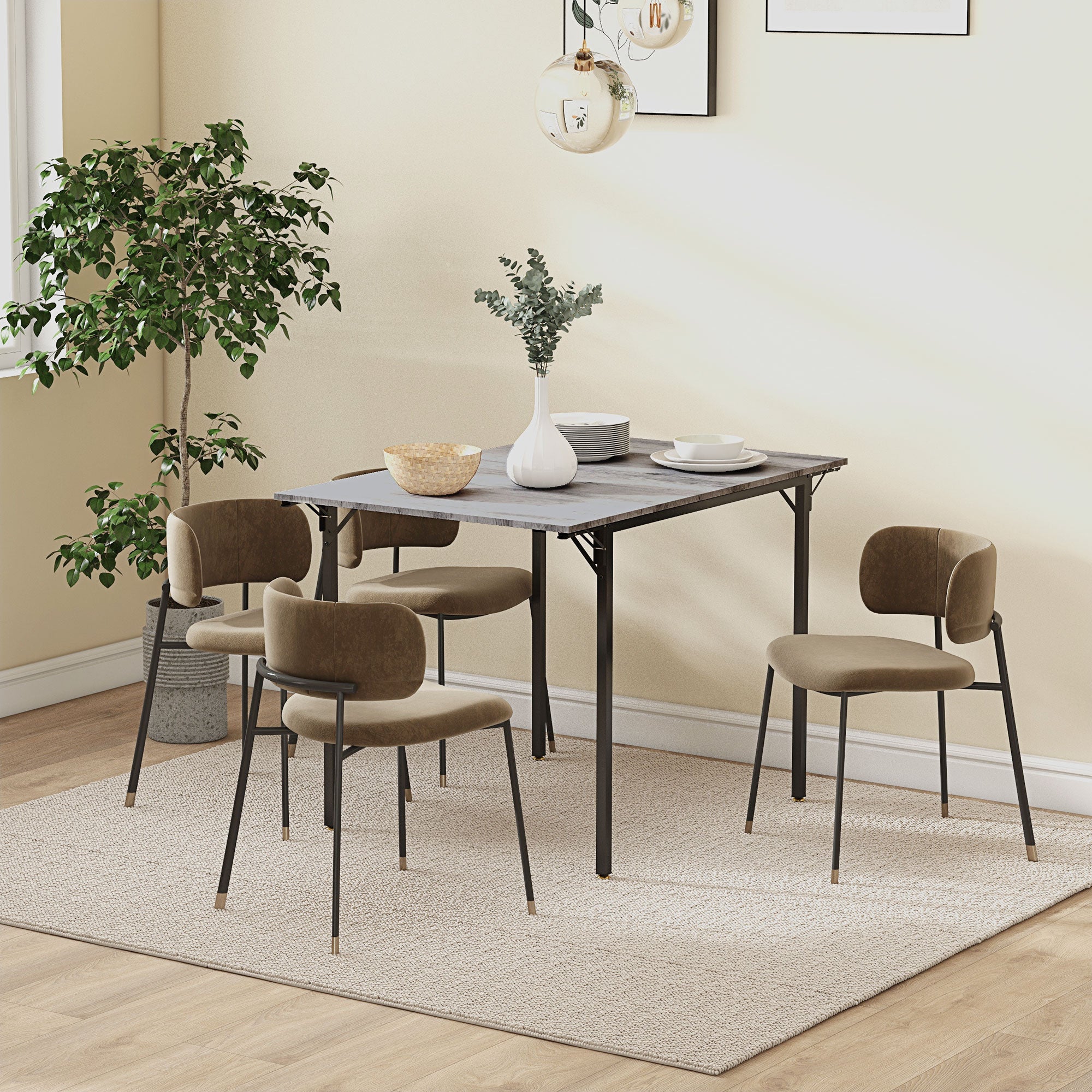 HOMCOM Four-Person Drop Leaf Dining Table - Grey - North Peak Garden Furniture