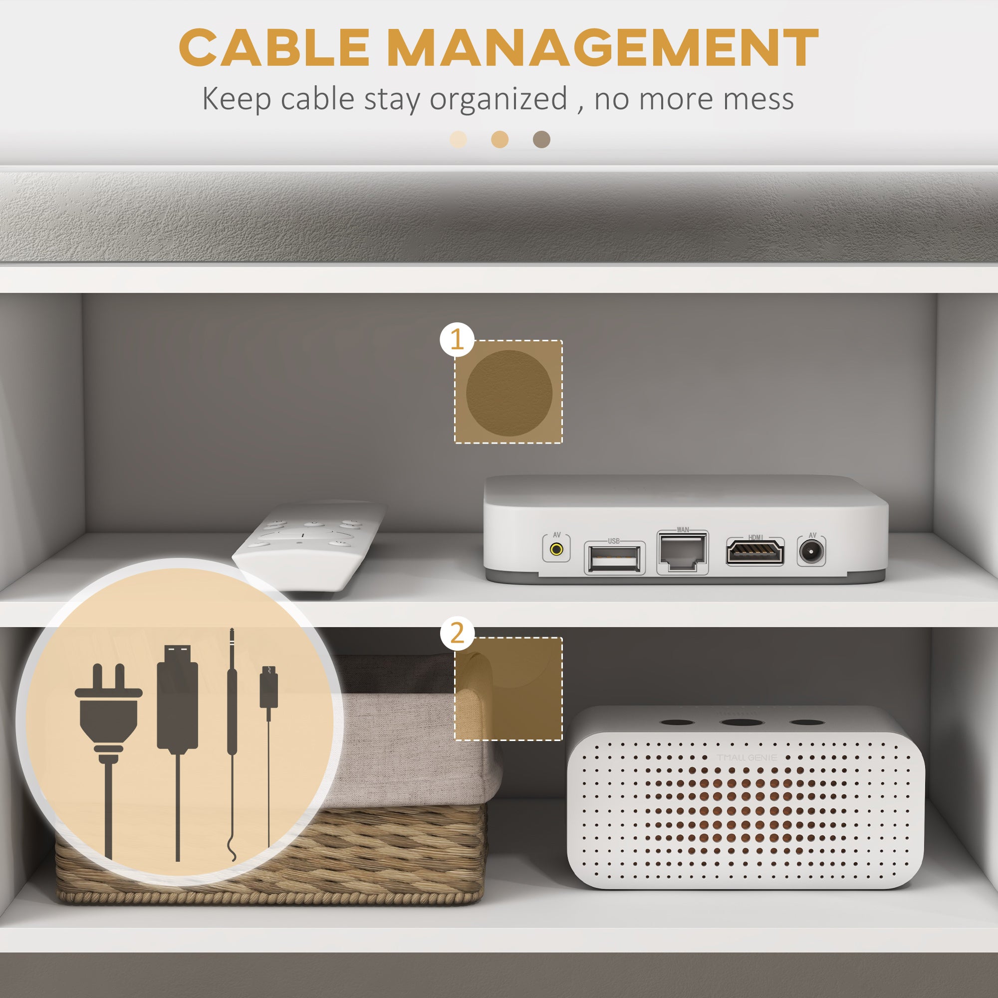 HOMCOM TV Unit Cabinet for TVs up to 55 Inches, TV Stand with Storage Shelves and Wood Legs for Living Room, White - North Peak Garden Furniture