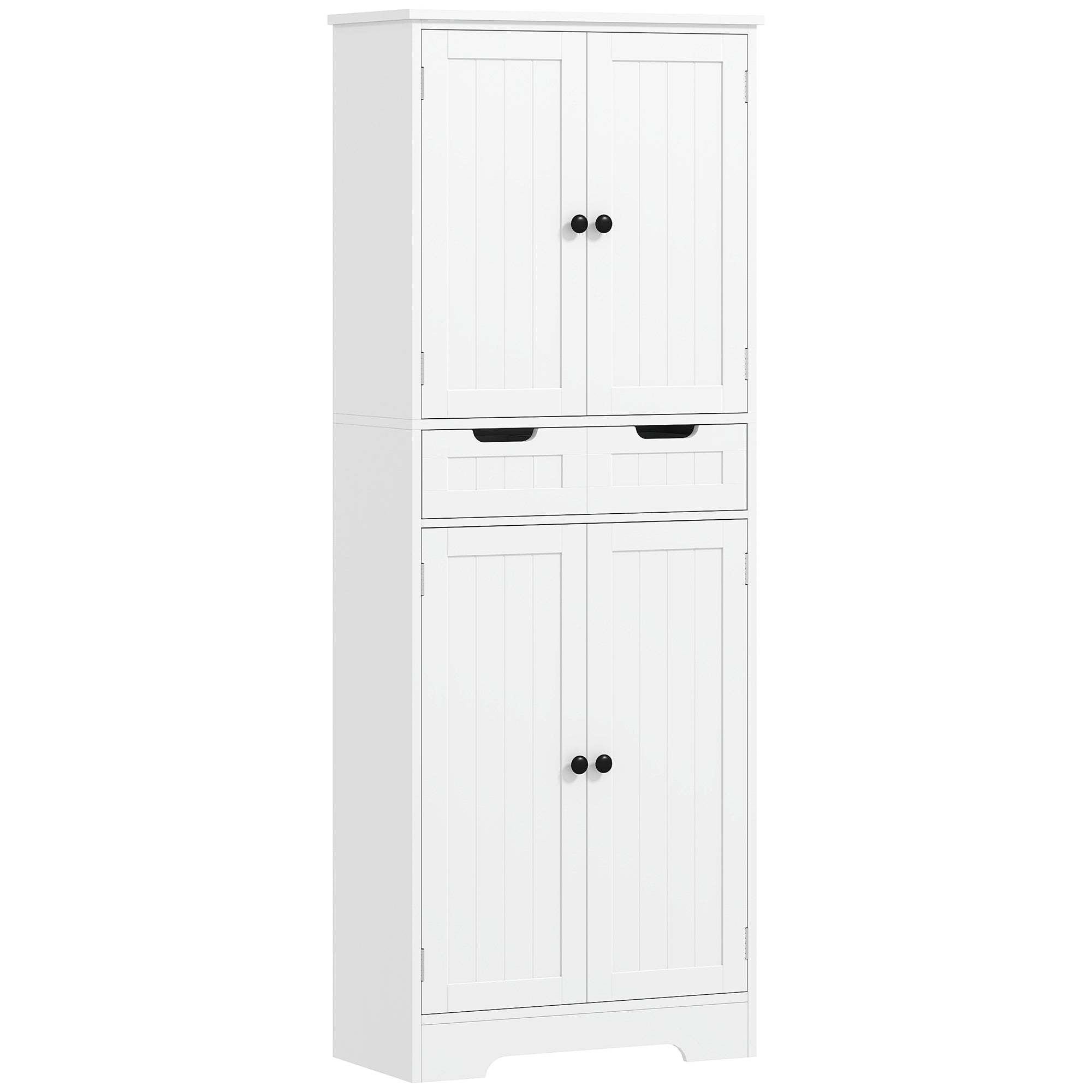 HOMCOM Tall Bathroom Cabinet, Freestanding Storage Cupboard, Bathroom Storage Cabinet with Drawer, Adjustable Shelf and Doors, 60 x 30 x 160 cm, White - North Peak Garden Furniture