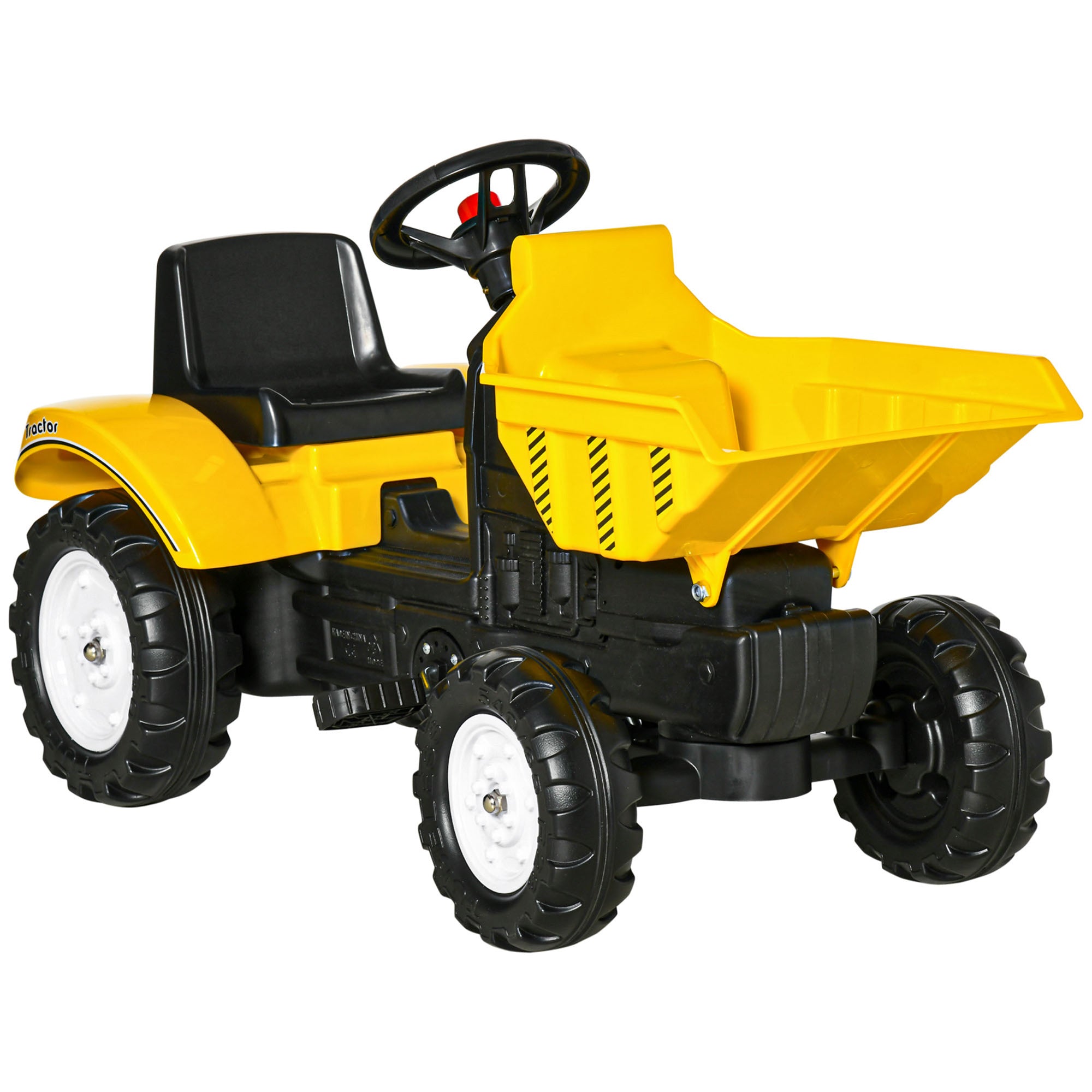 HOMCOM Kids Ride on Tractor No Power Pedal Go Kart with Manual Control Bucket for 3-6 Years Old - North Peak Garden Furniture