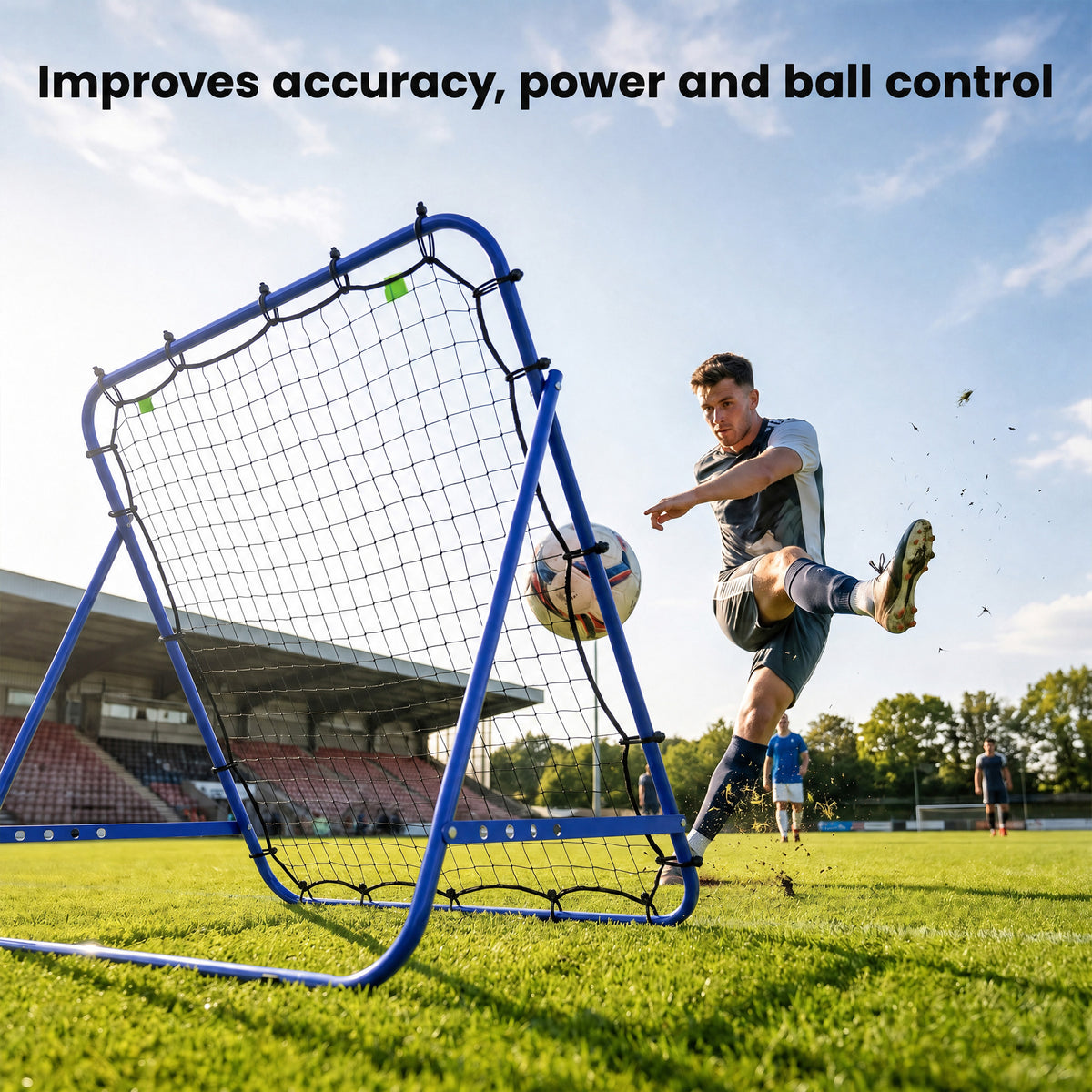 HOMCOM Adjustable Rebounder Net Kickback Target Goal for Teens Adults Training, Blue