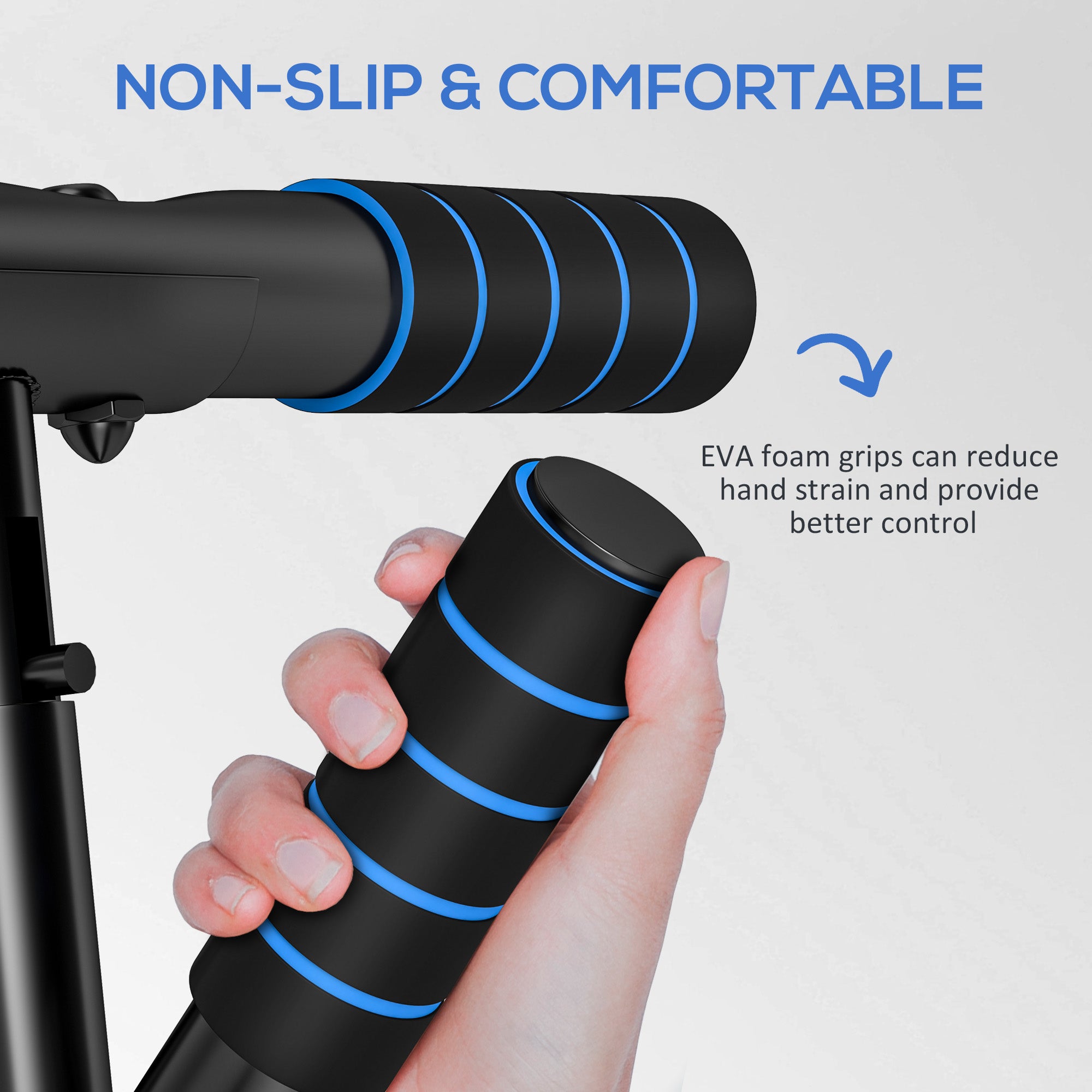 SPORTNOW Pull-Up Bar Doorway, No Drilling Chin-Up Bar Push Up Stand with Resistance Bands and Padded Handles for Home Gym Exercise, Blue - North Peak Garden Furniture