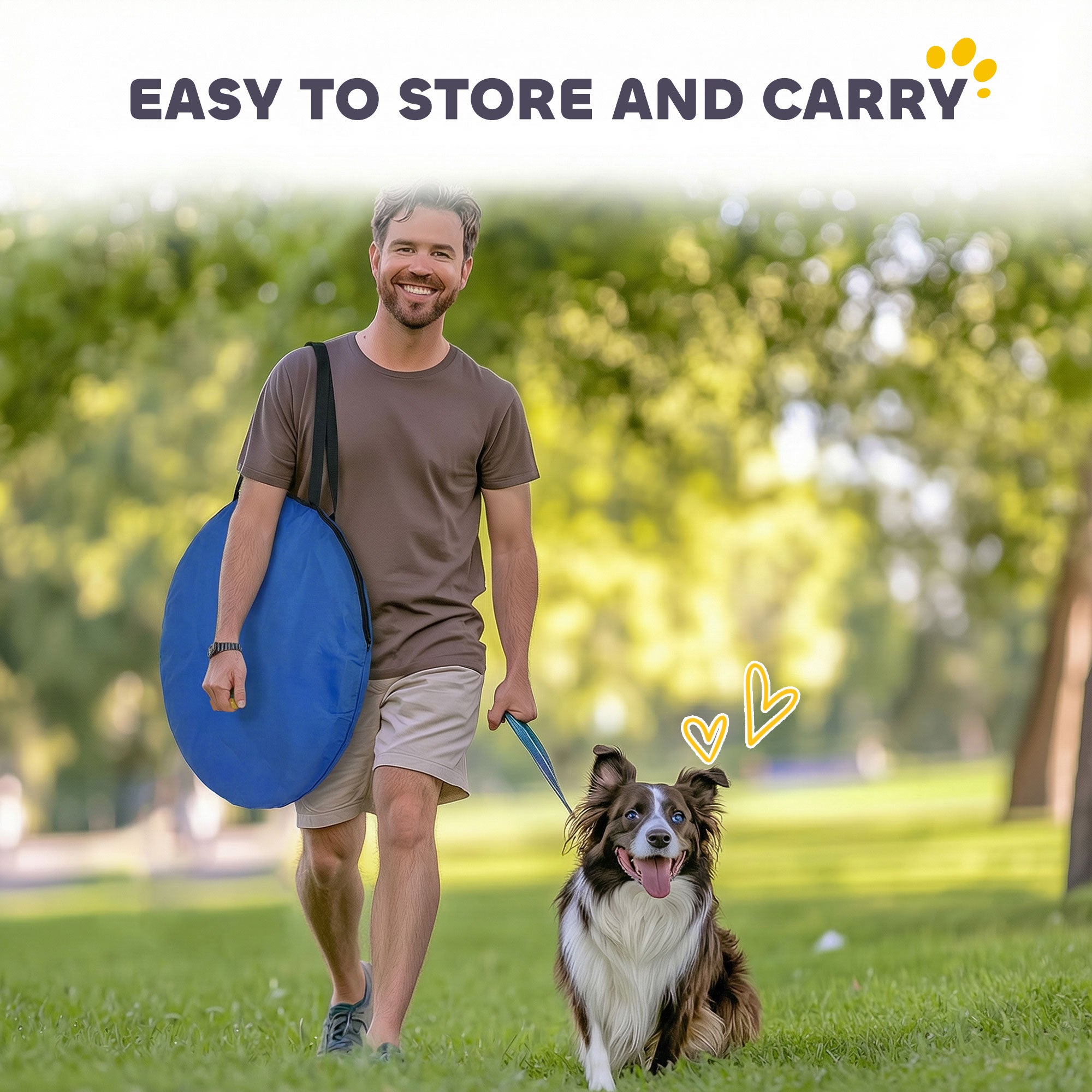 PawHut Dog Tunnel, 300 x 50 cm, Foldable Play Tunnel with 4 Pegs and Bag, Tear-Resistant Outdoor Dog Agility Equipment, Blue