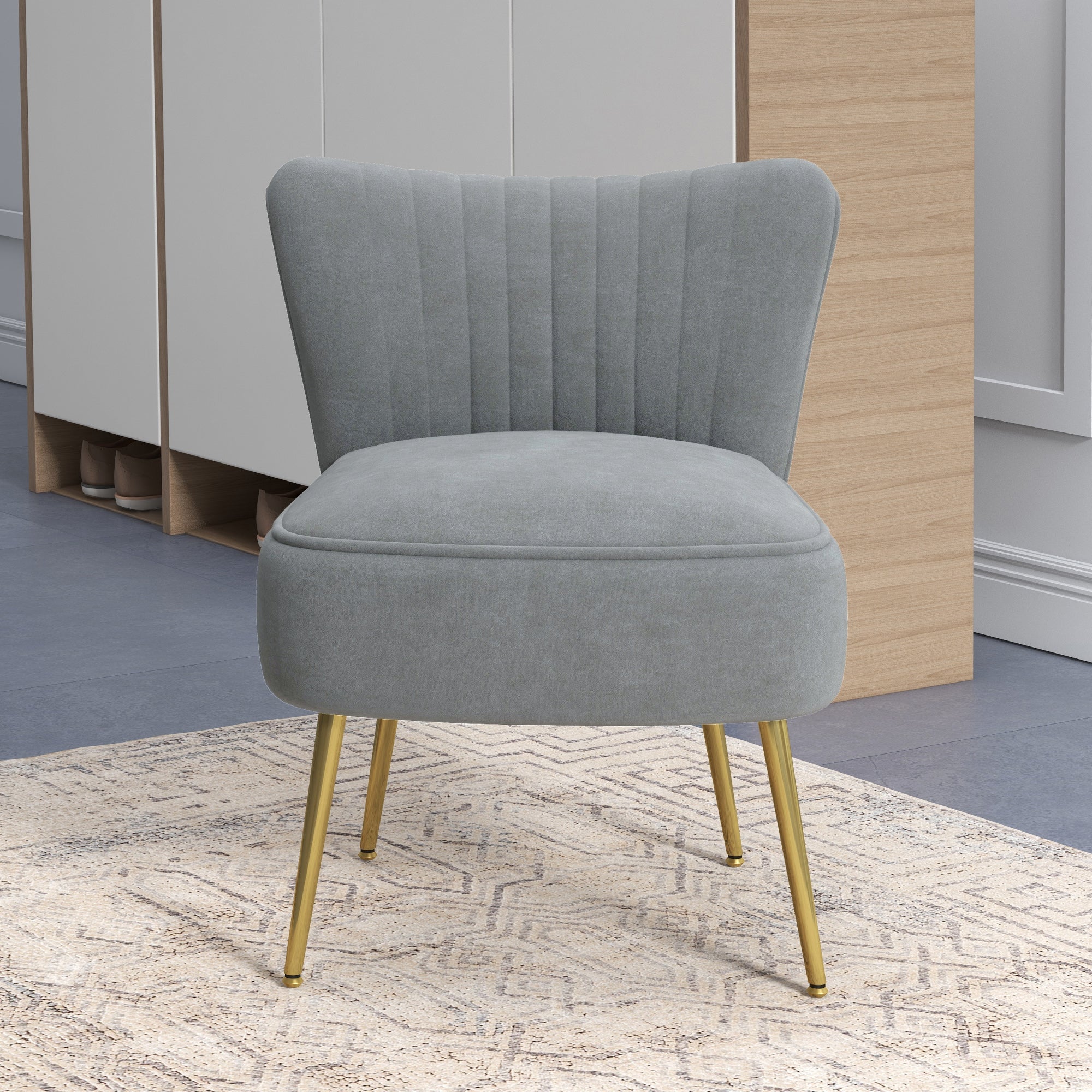 HOMCOM Velvet-Feel Tub Accent Chair - Grey - North Peak Garden Furniture