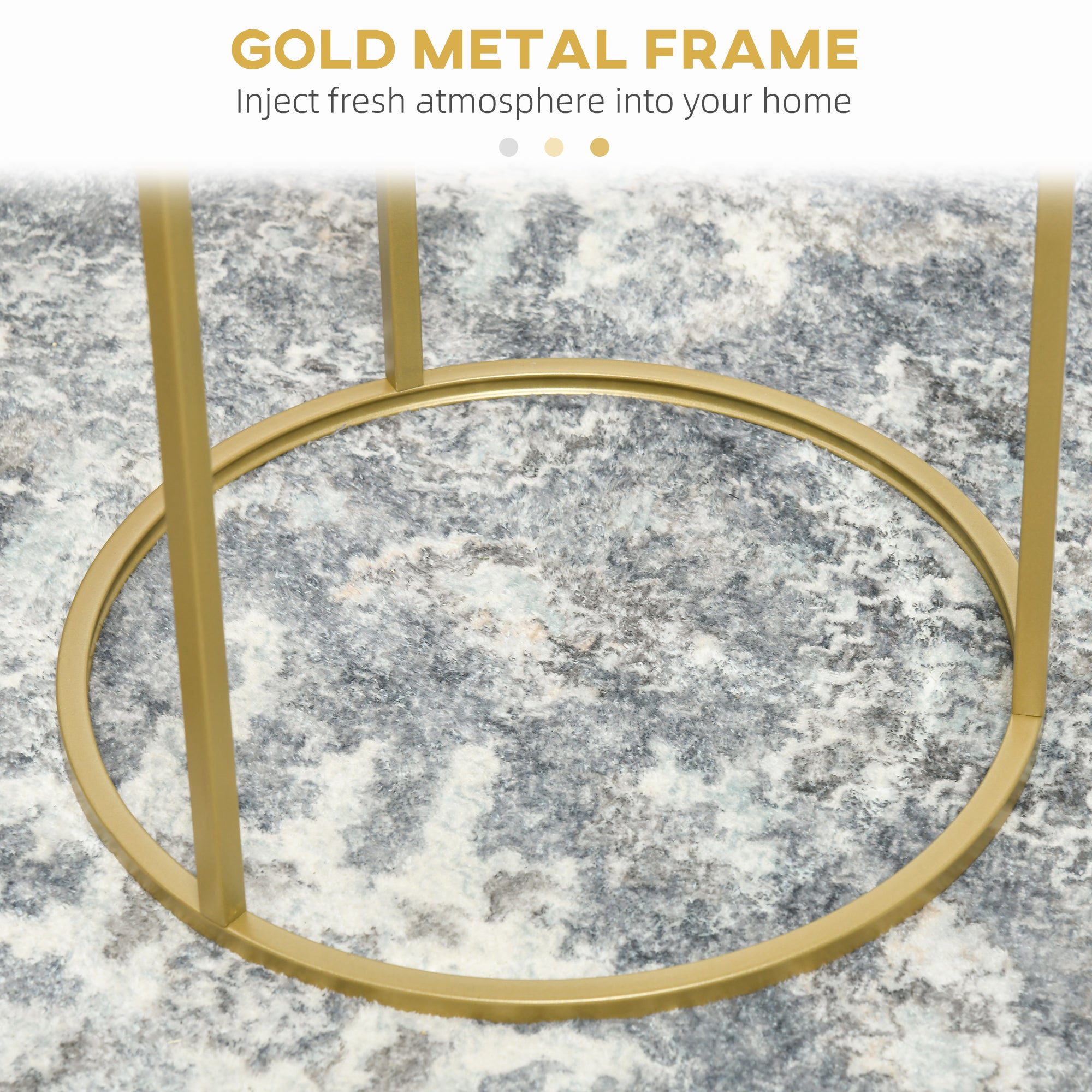 HOMCOM Nest of Tables, Round Coffee Table Set of 2, Nesting Tables with Embedded Tabletop and Metal Frame, Gold Side Table for Living Room, Bedroom - North Peak Garden Furniture