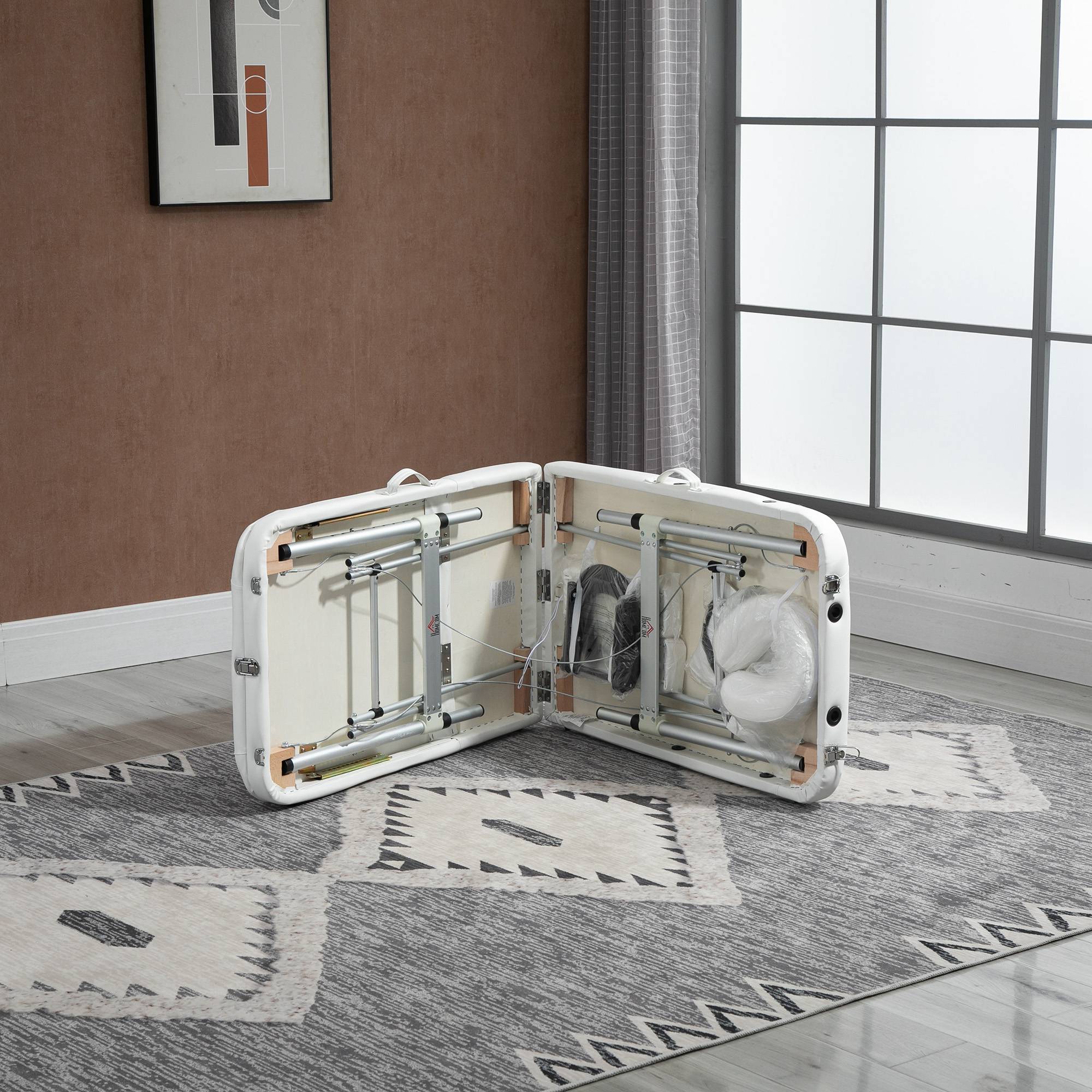 HOMCOM Foldable Massage Table Professional Salon SPA Facial Couch Bed White - North Peak Garden Furniture