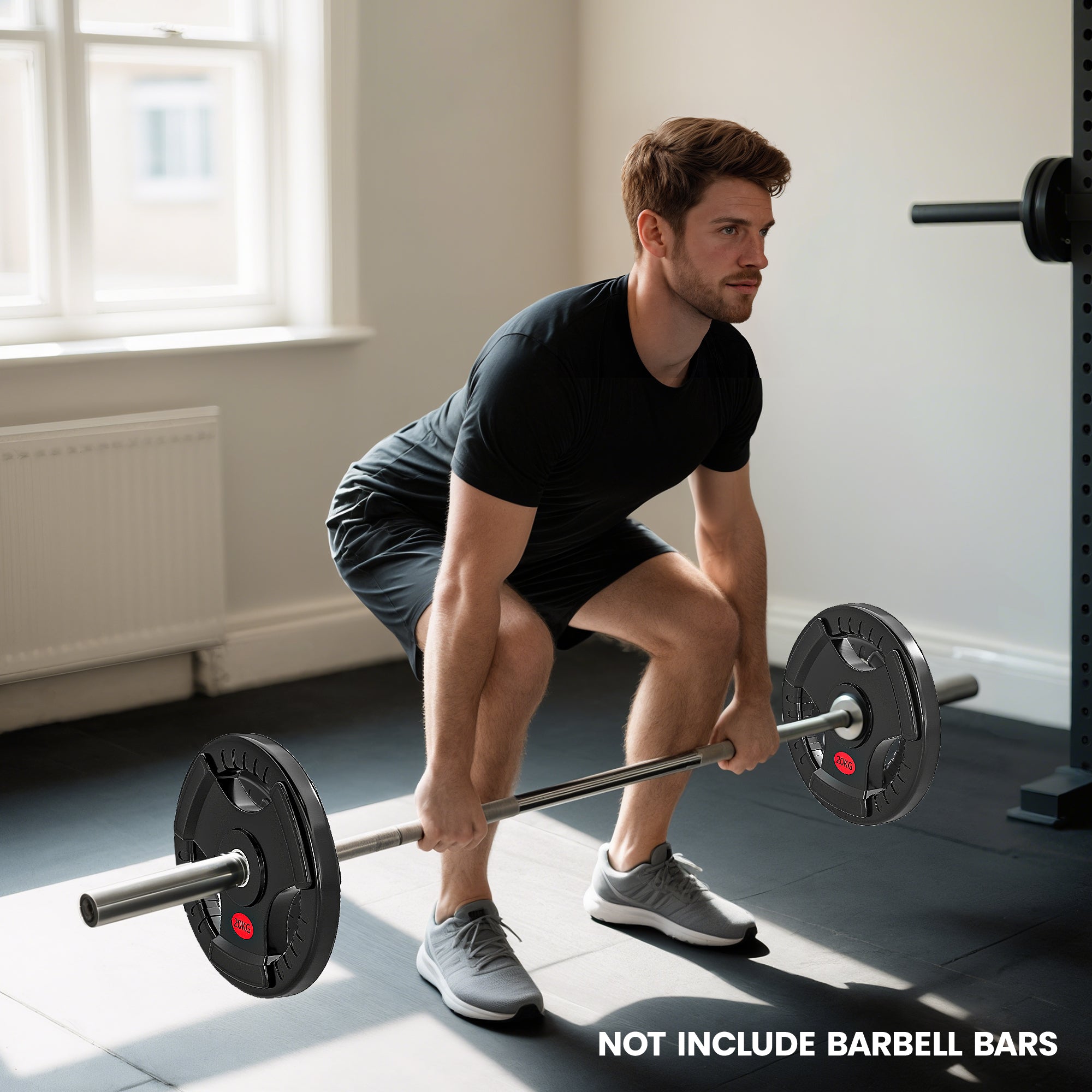 SPORTNOW Olympic Weight Plate, 2"/5cm Weight Disc with Tri-Grips, 20kg Dumbbell Plate for Weightlifting and Strength Training Home Gym Fitness Workout, Black