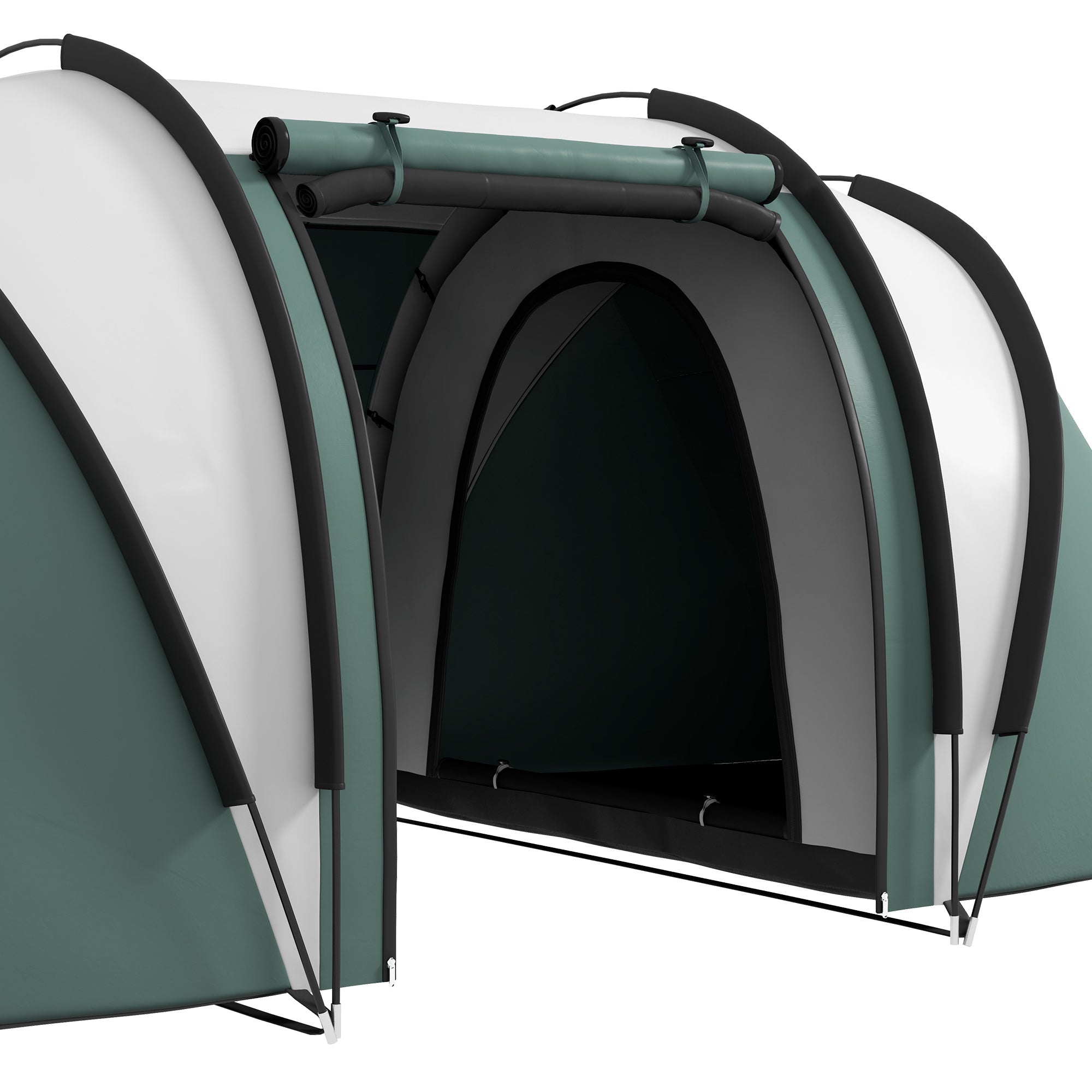 Outsunny Camping Tent with 2 Bedrooms and Living Area, 3000mm Waterproof Family Tent, for Fishing Hiking Festival, Dark Green - North Peak Garden Furniture