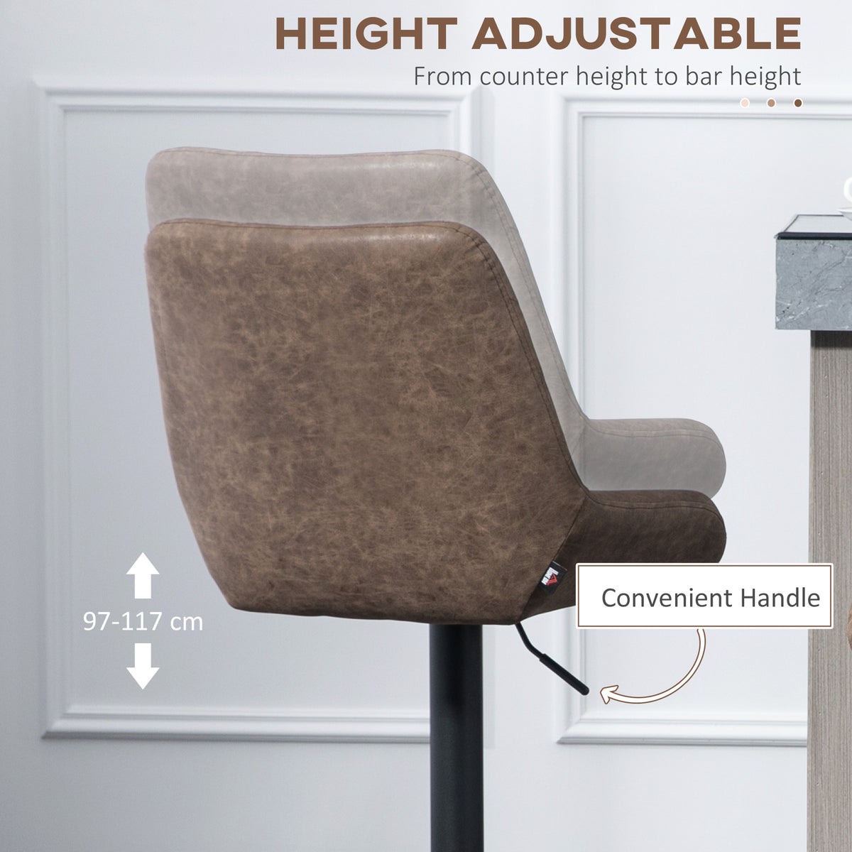 HOMCOM Set of Two Faux Leather Retro Bar Stools - Brown