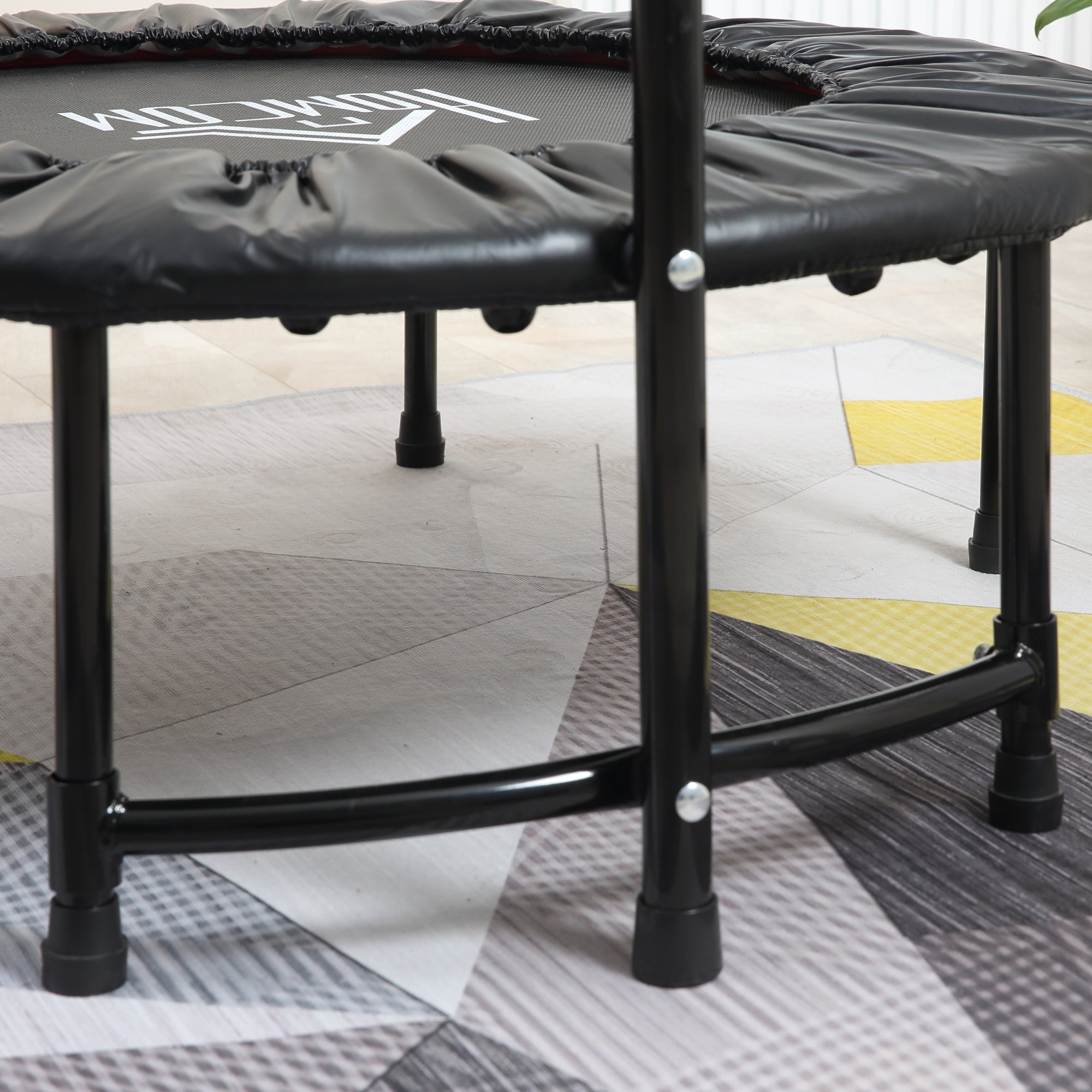 HOMCOM 40'' Fitness Trampoline with Adjustable Handle, Rebounder Trampoline Mini Jumper for Indoor Exercise Workout, Support Up to 100kg, Black - North Peak Garden Furniture