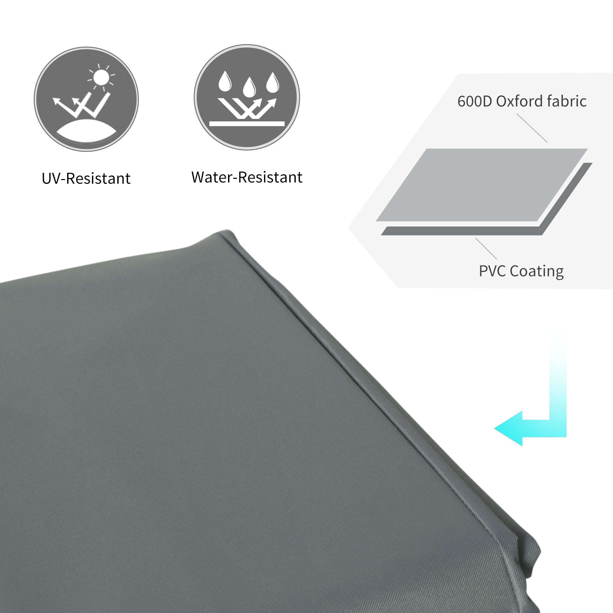 Outsunny Rectangular Patio Furniture Cover for 3 Seater Sofa Bistro Set, Water UV Resistant Protection 600D Oxford Fabric Rattan Lounge Clean Cover, 190 x 72 x 76cm - North Peak Garden Furniture