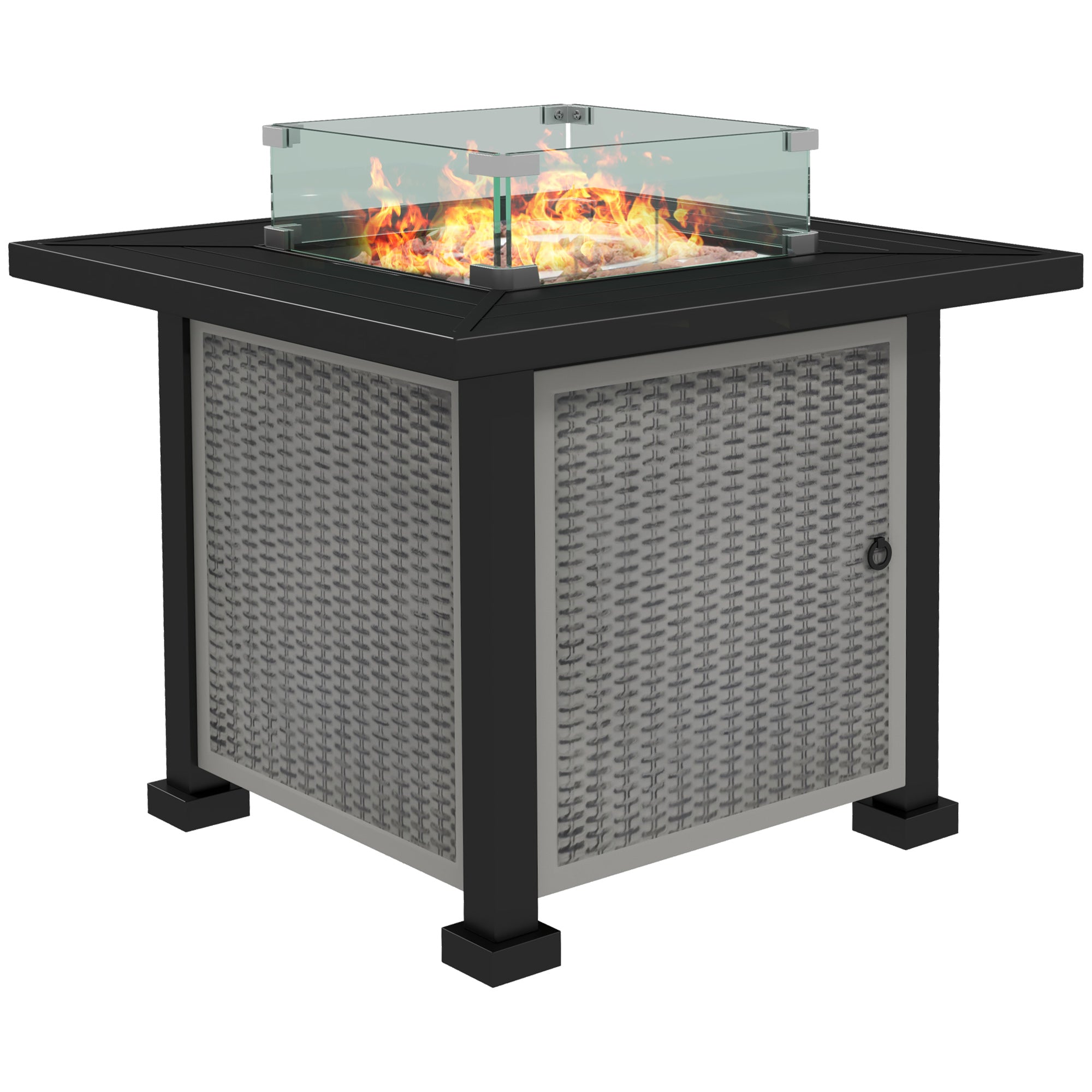 Outsunny 81 x 81cm 50,000 BTU Gas Fire Pit Table - Grey - North Peak Garden Furniture