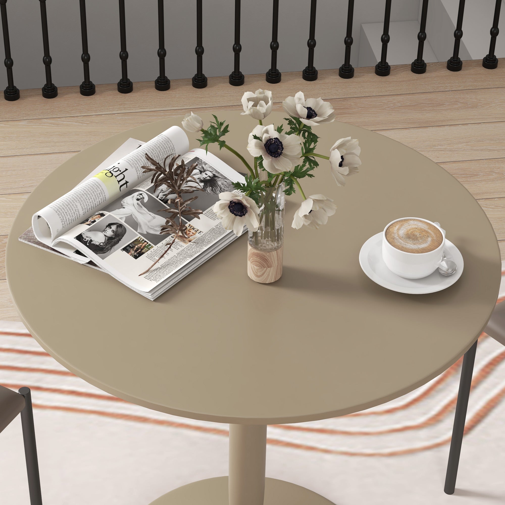HOMCOM 75H x Φ70cm Two-Person Minimalistic Dining Table - Light Brown - North Peak Garden Furniture