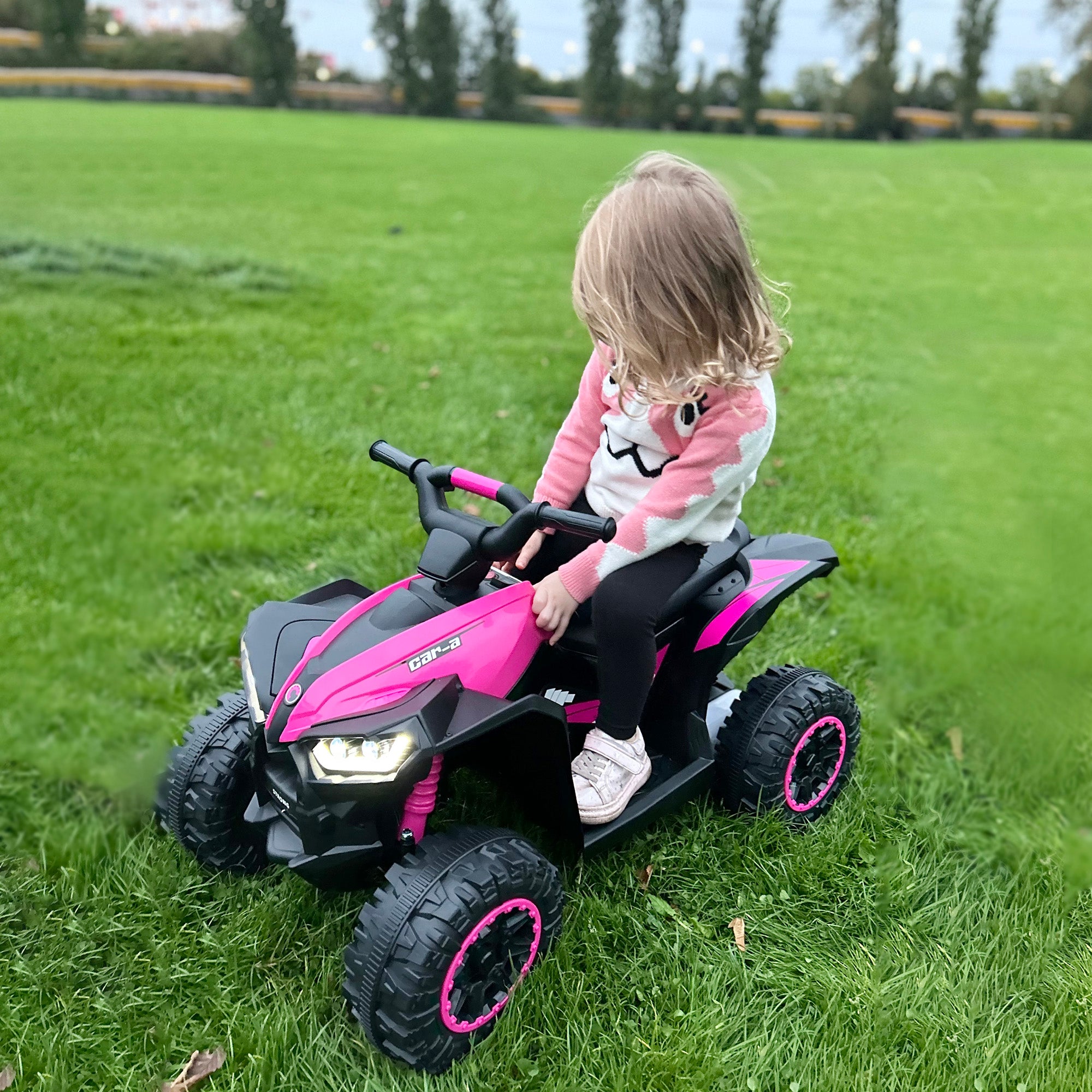 HOMCOM 12V Ride-On Quad Bike w/ Music, Horn, for Ages 3-5 Years - Pink - North Peak Garden Furniture