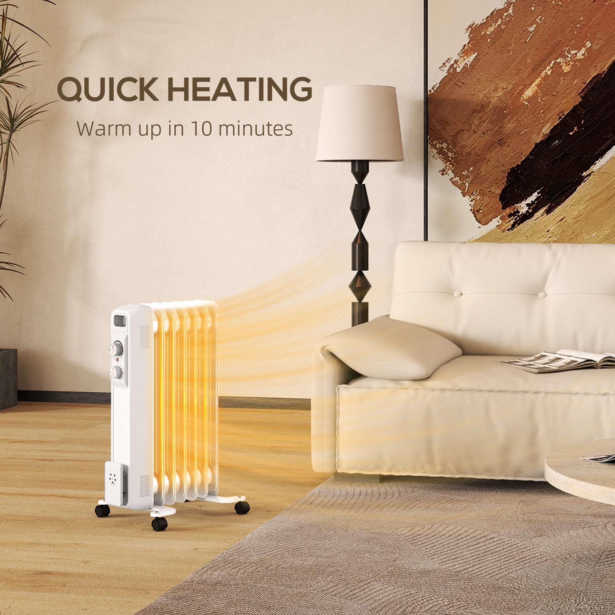 HOMCOM 1.5kW Nine Fin Oil-Filled Radiator - White - North Peak Garden Furniture