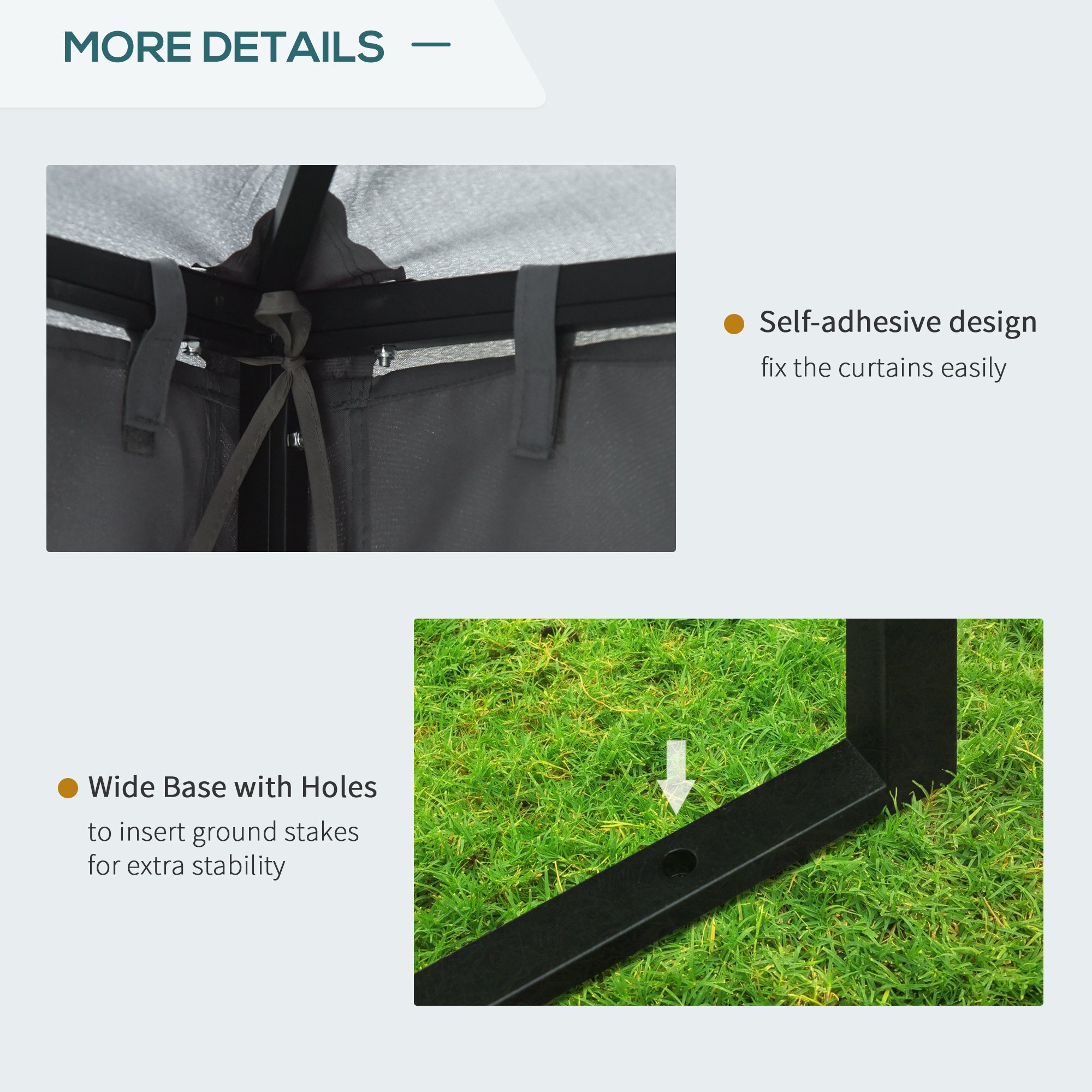 Outsunny 3 x 3 m Garden Gazebo Double Roof Marquee Patio Wedding Party Tent Canopy Shelter with Sidewalls, (Dark Grey) - North Peak Garden Furniture