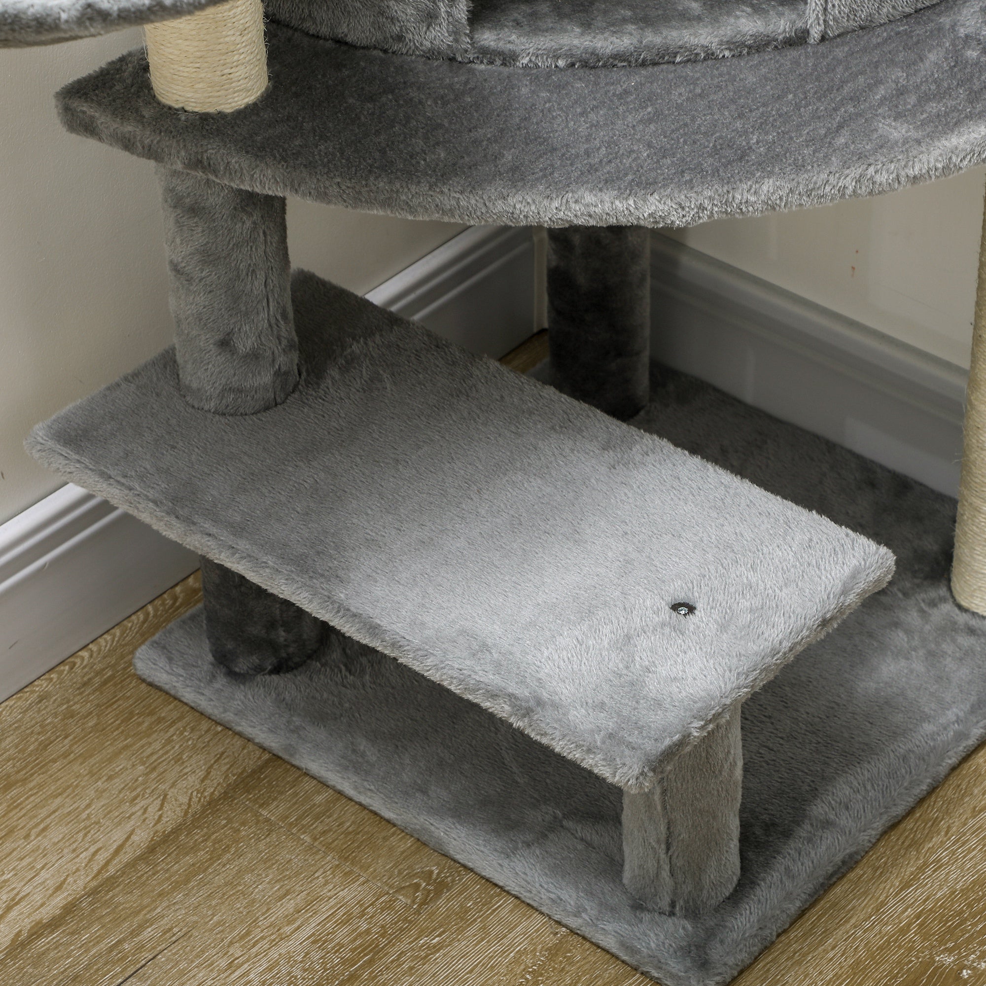 PawHut Sisal 100cm Cat Tree Tower with Sisal Scratching Post Grey - North Peak Garden Furniture