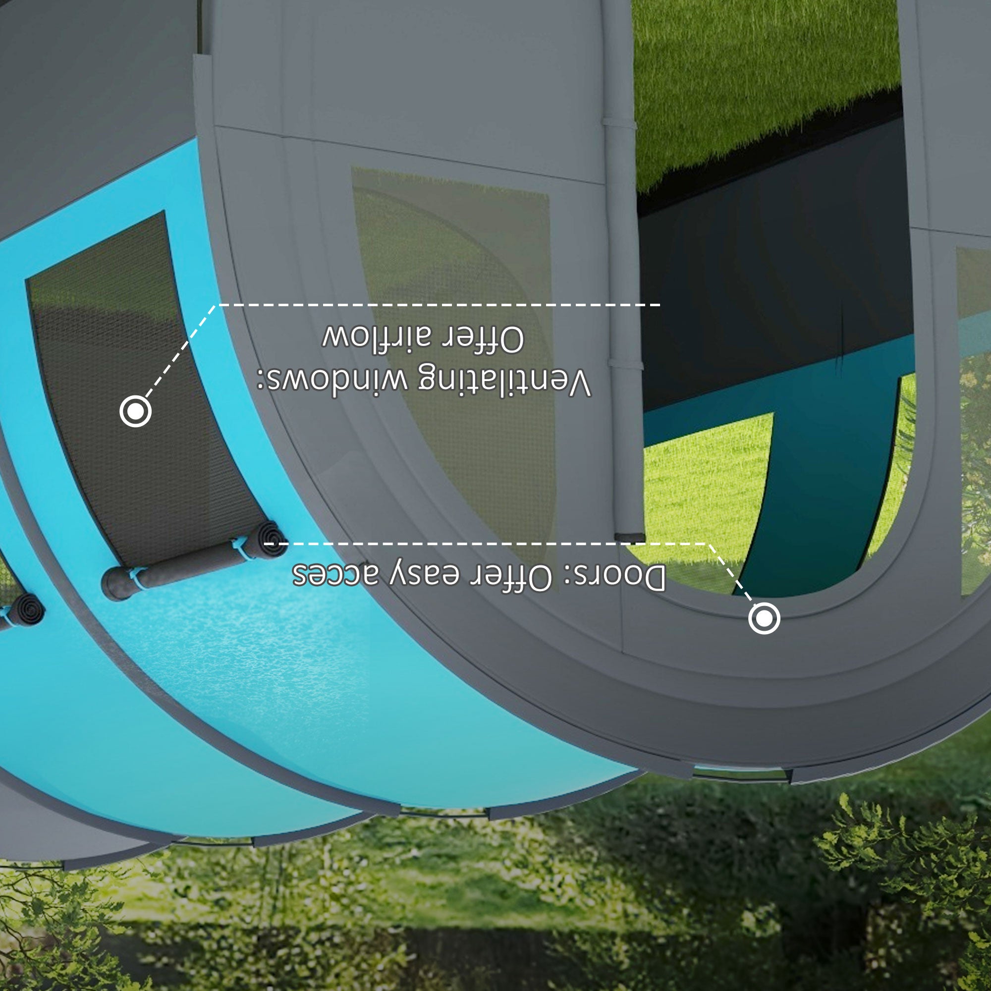 Outsunny Six Man Duo Room Tunnel Tent, with Accessories - Grey/Blue - North Peak Garden Furniture