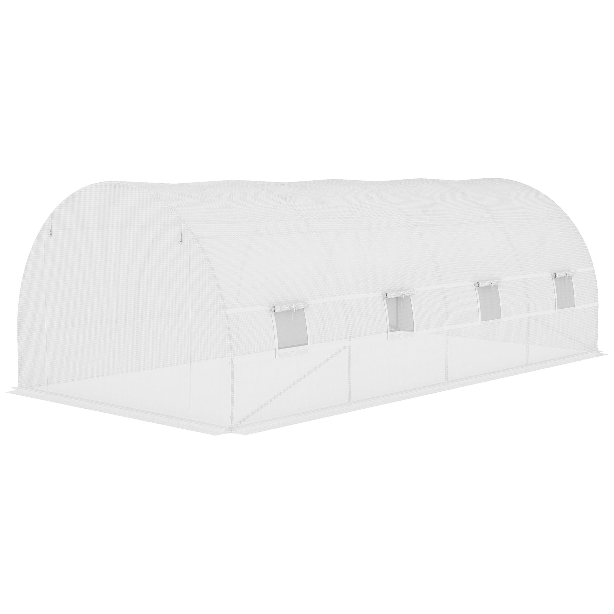 Outsunny Greenhouse Replacement Cover ONLY Winter Garden Plant PE Cover with Roll-up Windows Door, 6 x 3 x 2m White - North Peak Garden Furniture