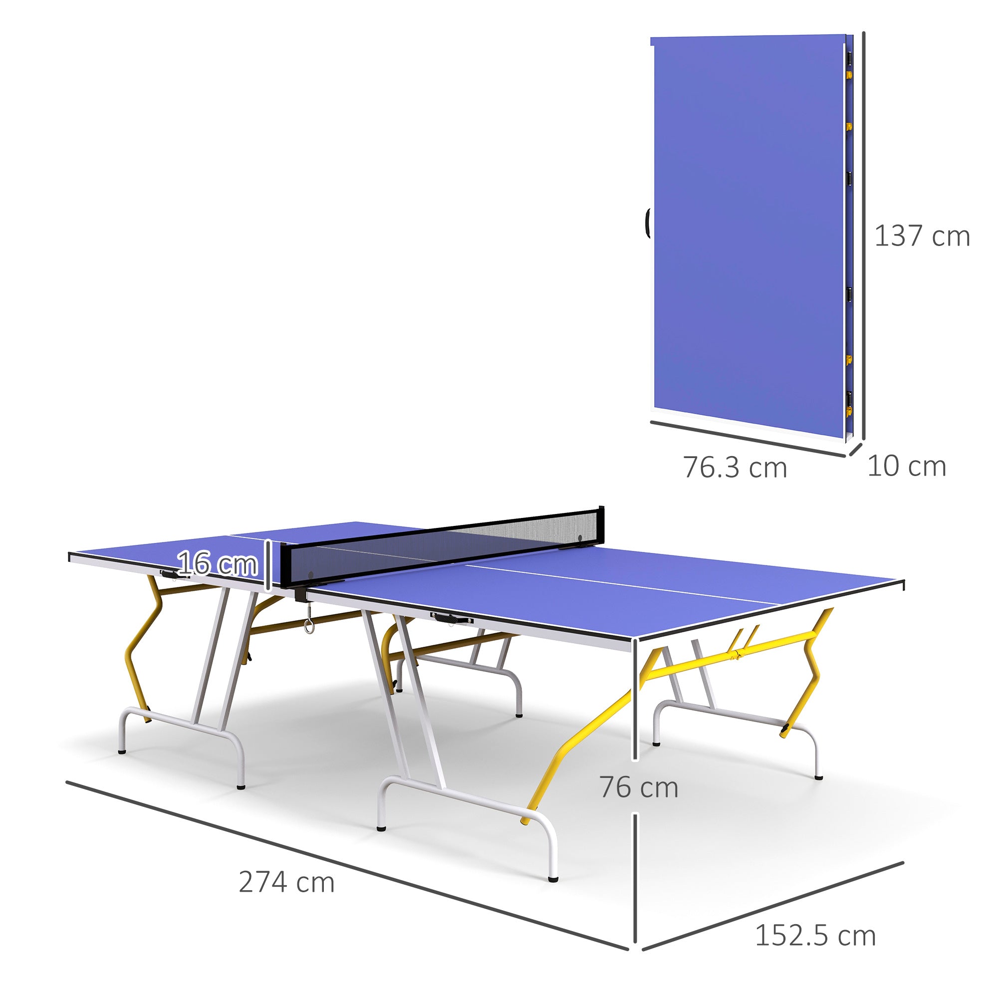 SPORTNOW 9FT Foldable Table Tennis Table, with Cover, Net, Paddles, Balls - Blue - North Peak Garden Furniture