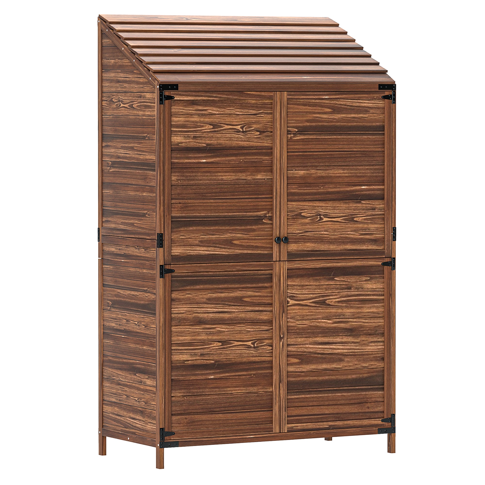 Outsunny 59 x 103.5 cm Two-Tier Wooden Garden Shed - Brown - North Peak Garden Furniture