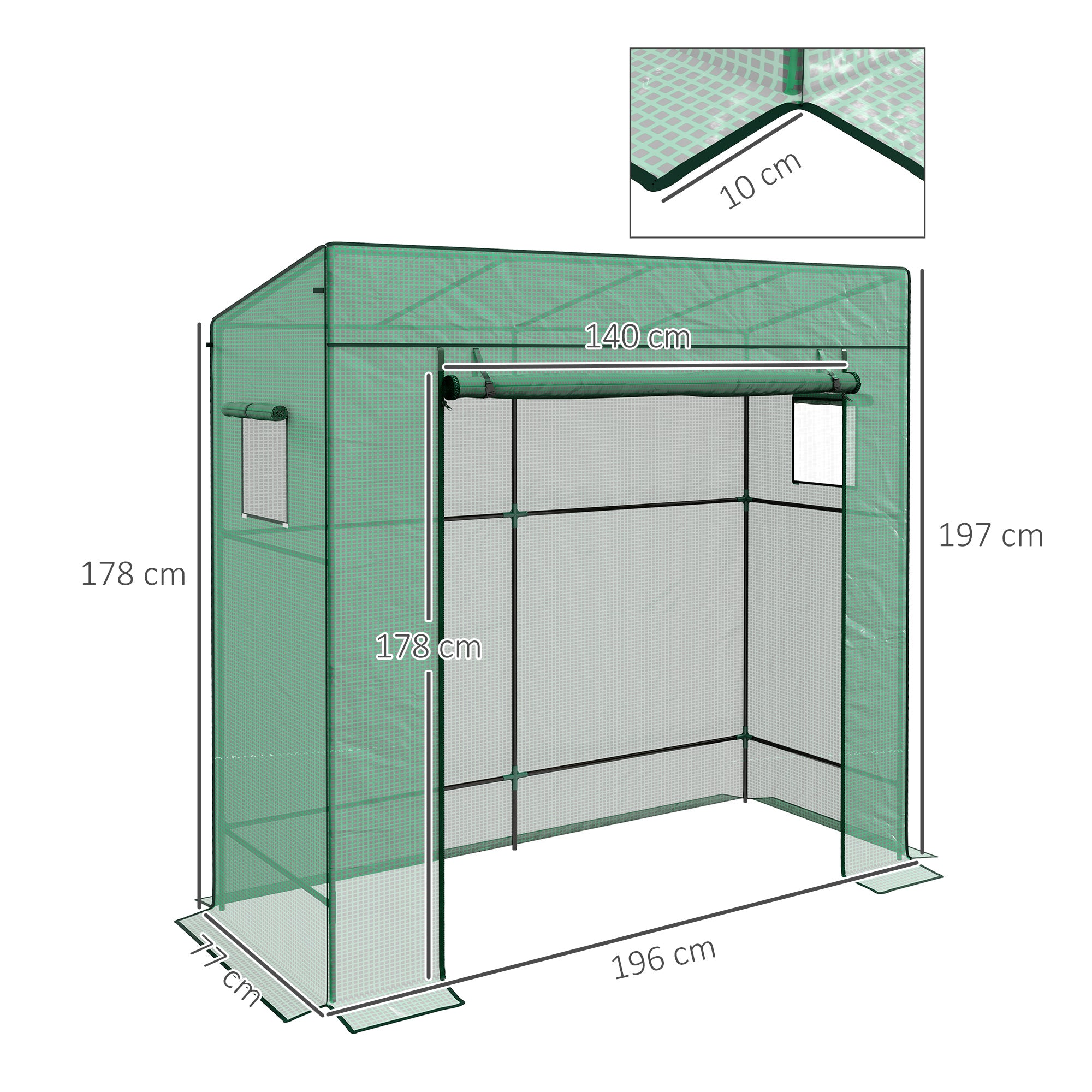 Outsunny 77 x 196cm Walk-In Greenhouse, with Accessories