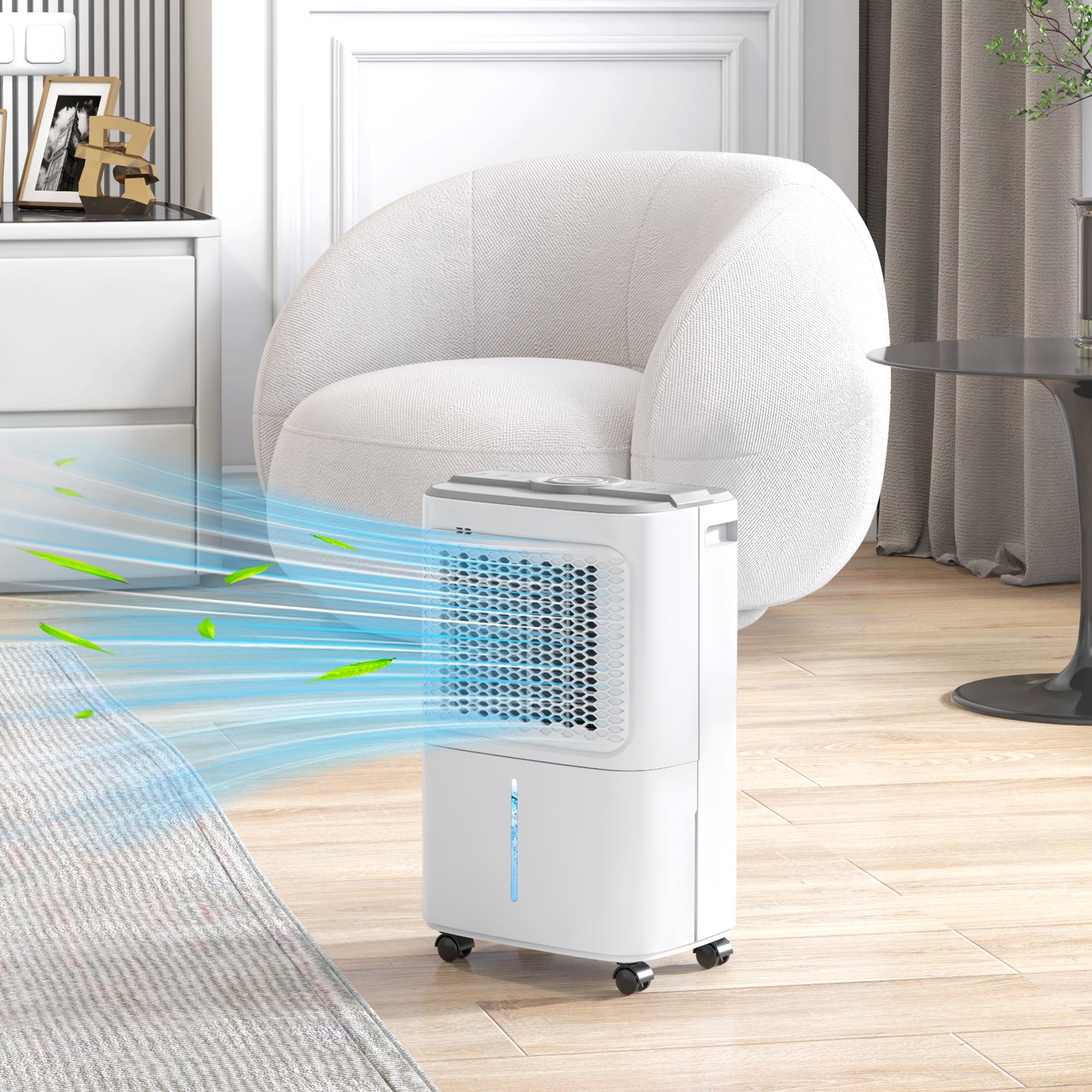 HOMCOM 12L/Day Dehumidifier with Continuous Drainage, 1.6L Water Tank, 24H Timer, Digital Humidity Display, Humidity Light, Dehumidifier for Home Damp, Bedroom, Condensation, Mould, Laundry Drying - North Peak Garden Furniture