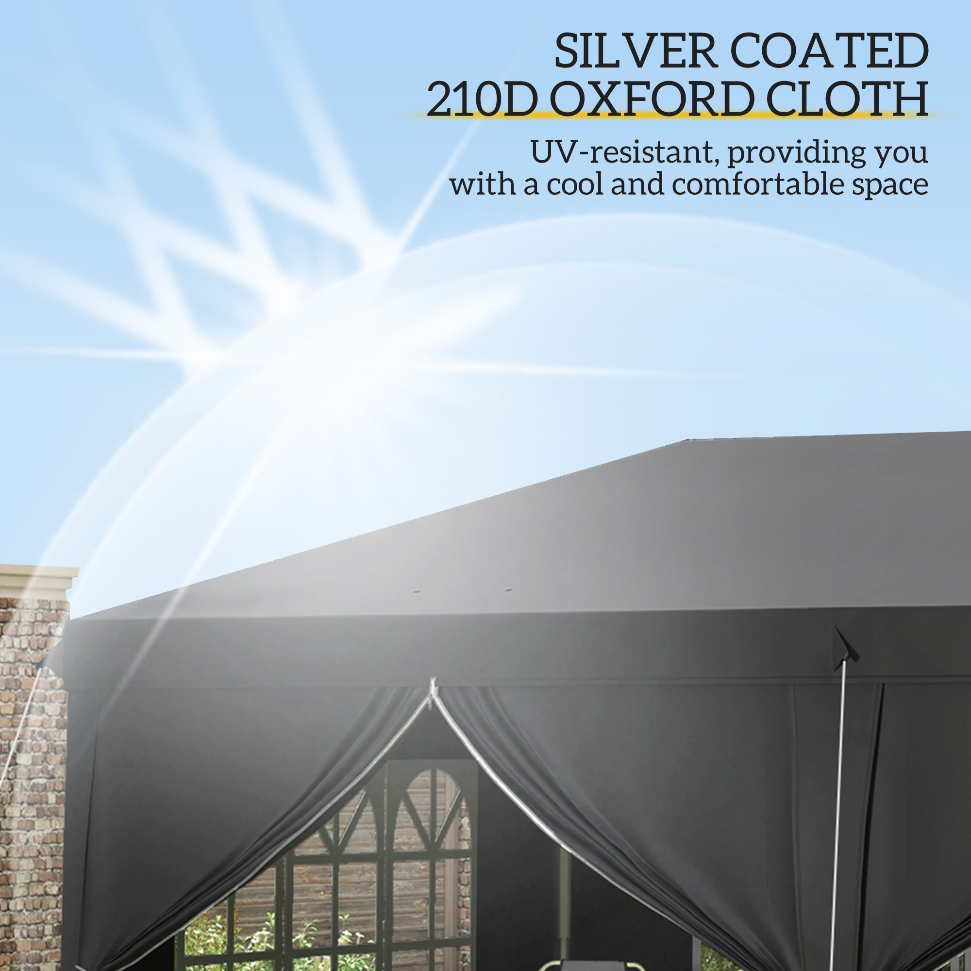 Outsunny 3 x 6 m Pop Up Gazebo with Sides and Windows, Height Adjustable Party Tent with Storage Bag for Garden, Camping, Event, Black - North Peak Garden Furniture