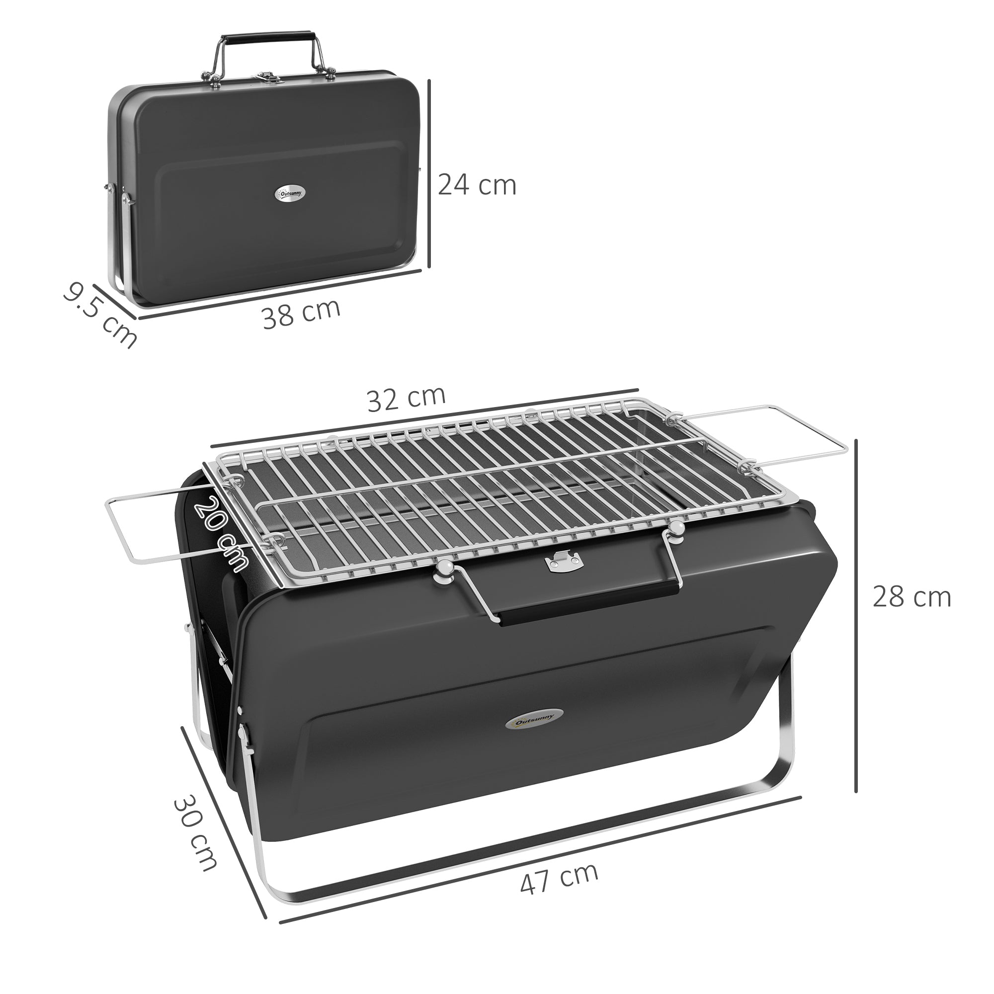 Outsunny Metal Suitable-Style Portable BBQ Grill - Black - North Peak Garden Furniture
