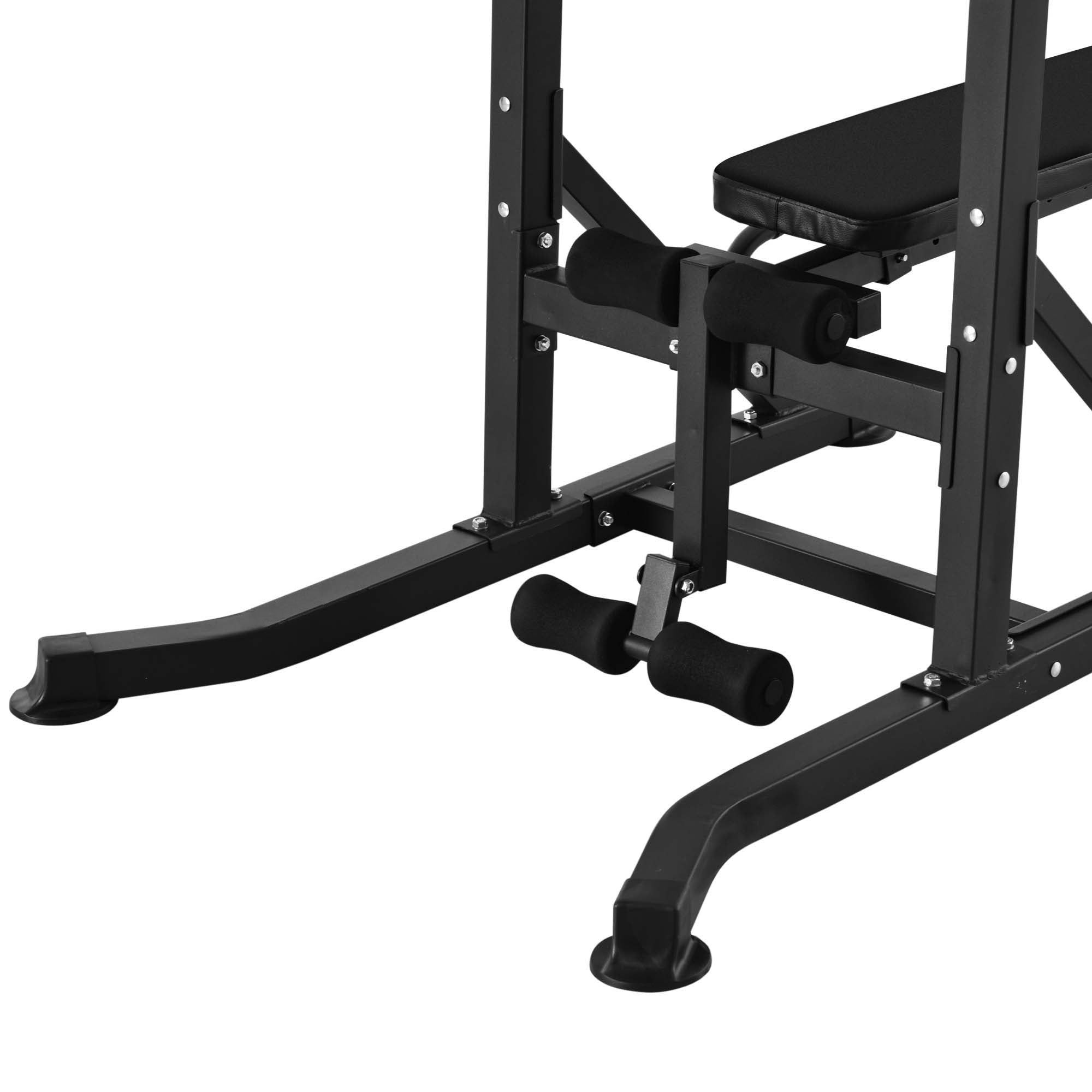 HOMCOM Pull Up Station with Adjustable Weight Bench, Dip Station and Barbell Rack, Multi-Function Power Tower Free Standing Pull Up Bar for Home Gym - North Peak Garden Furniture