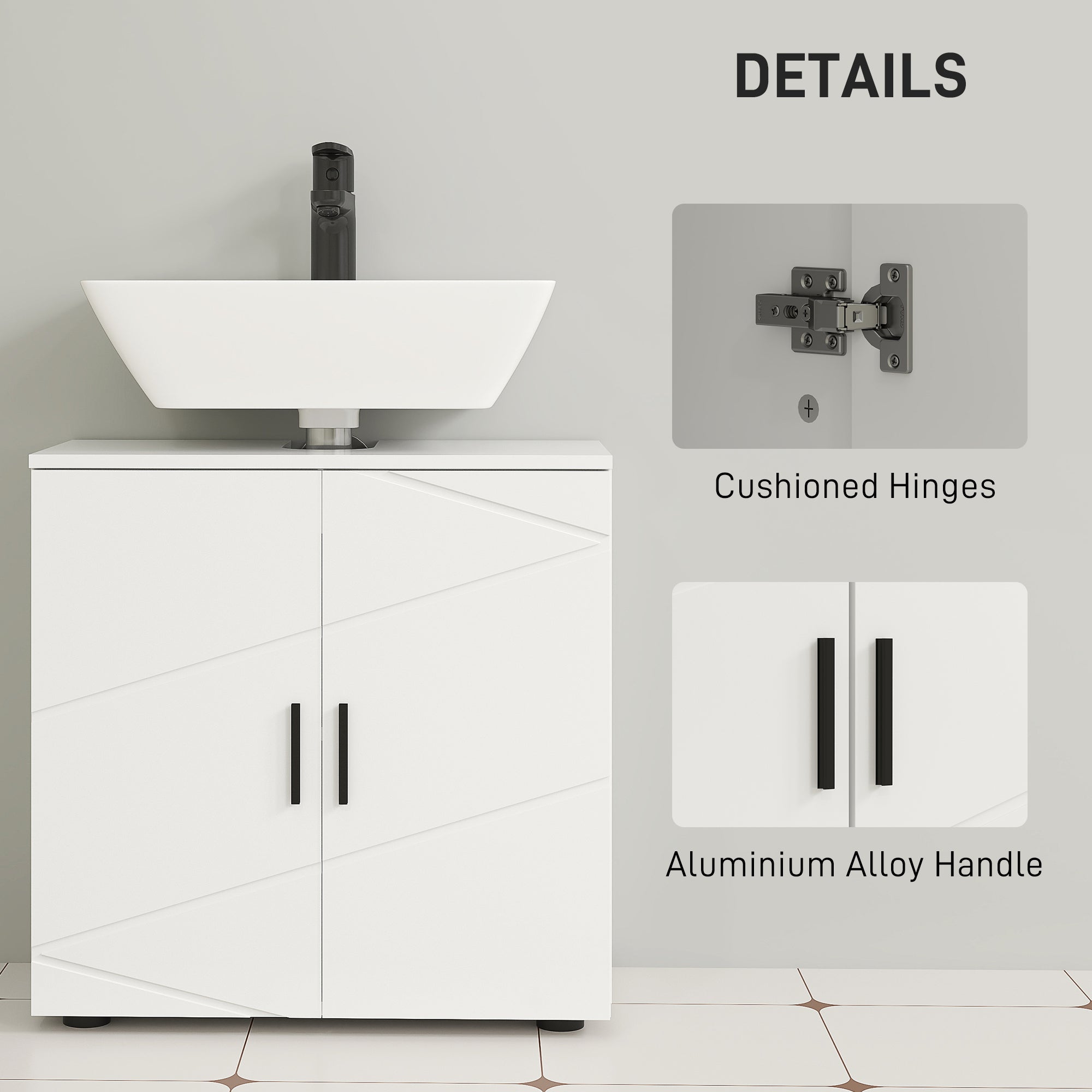 kleankin Under Sink Cabinet with Shelf - White - North Peak Garden Furniture