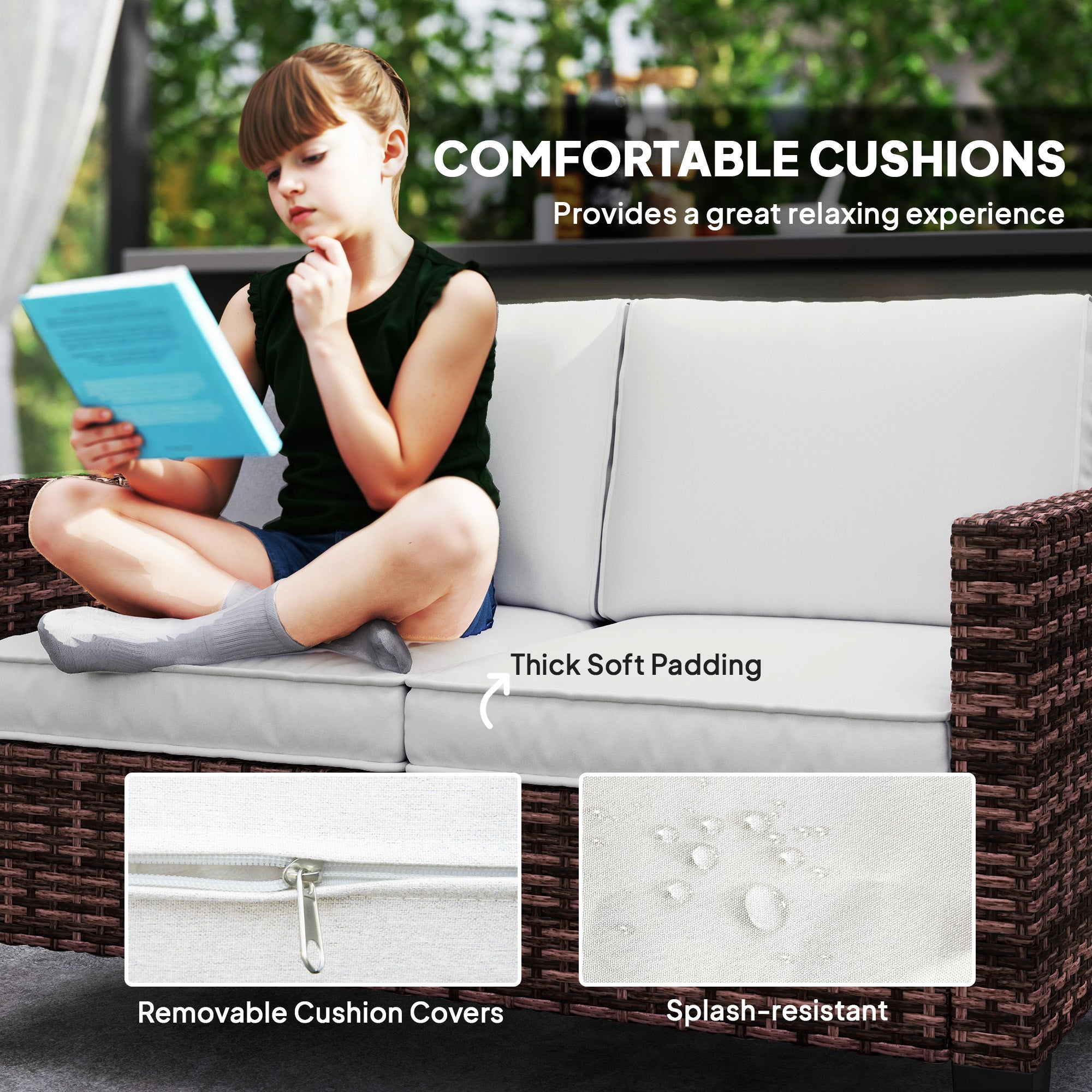 Outsunny Two-Seater Rattan Outdoor Sofa - Brown - North Peak Garden Furniture