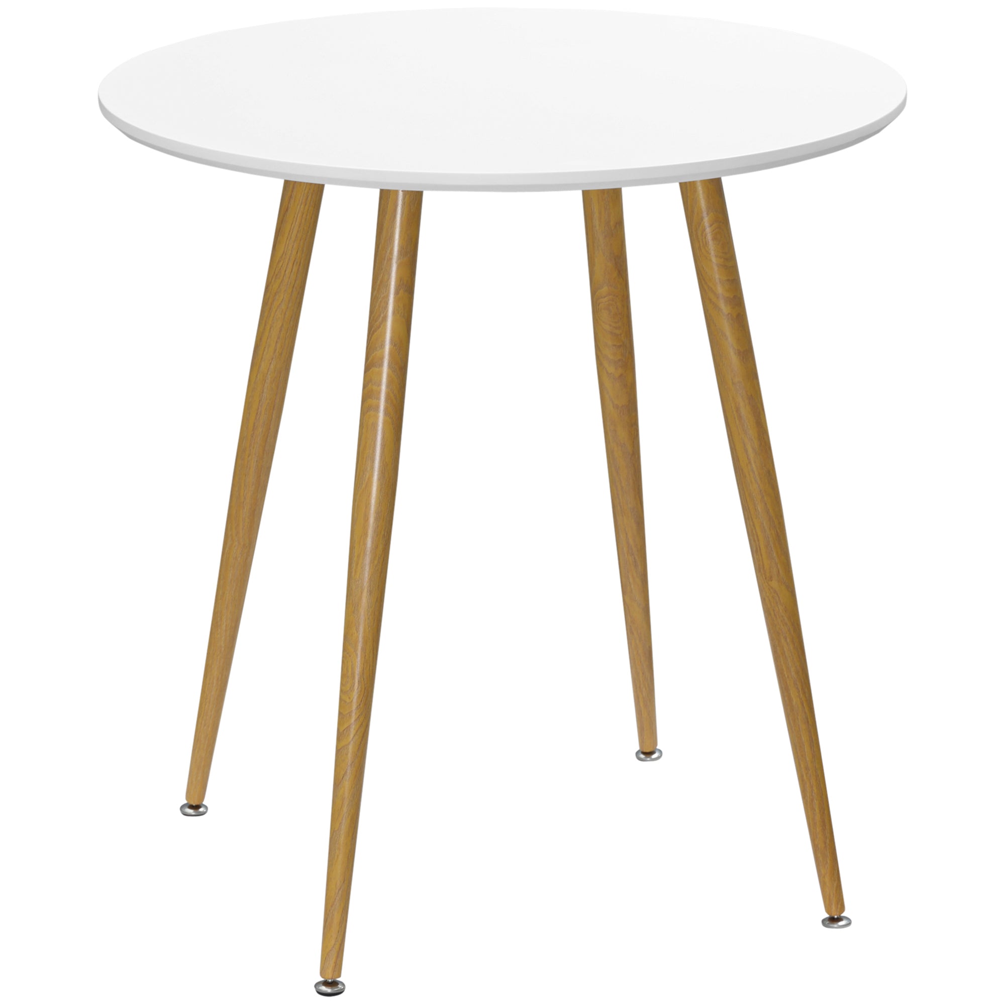 HOMCOM Modern Dining Table for 2 People, Round Kitchen Table, with Matte Top and Metal legs, Dining Room Living Room, White - North Peak Garden Furniture