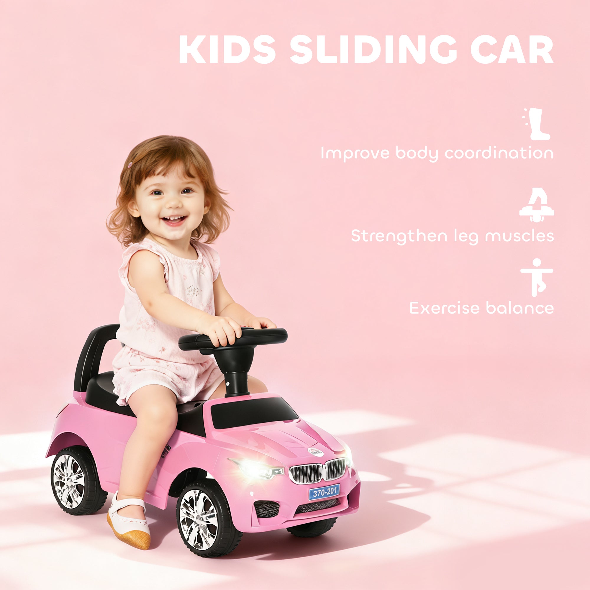 HOMCOM Ride on Car Baby Toddler Walker Foot to Floor Sliding Car Slider Pink