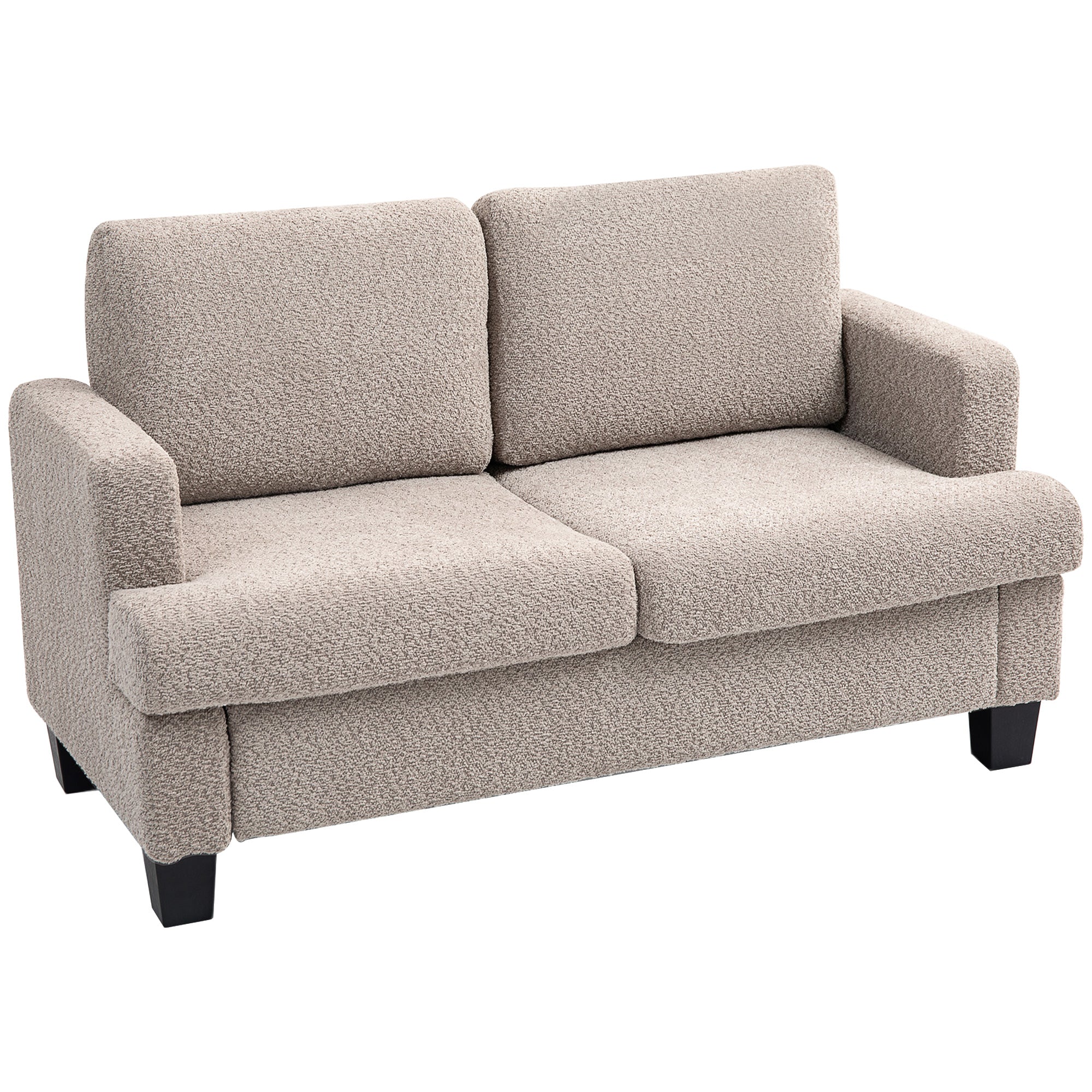 HOMCOM 2 Seater Sofa, 138 cm Loveseat Sofa with Removable Back Cushions, Chenille Fabric Small Couch Settee with S-springs for Living Room, Bedroom, Home Office, Light Brown - North Peak Garden Furniture