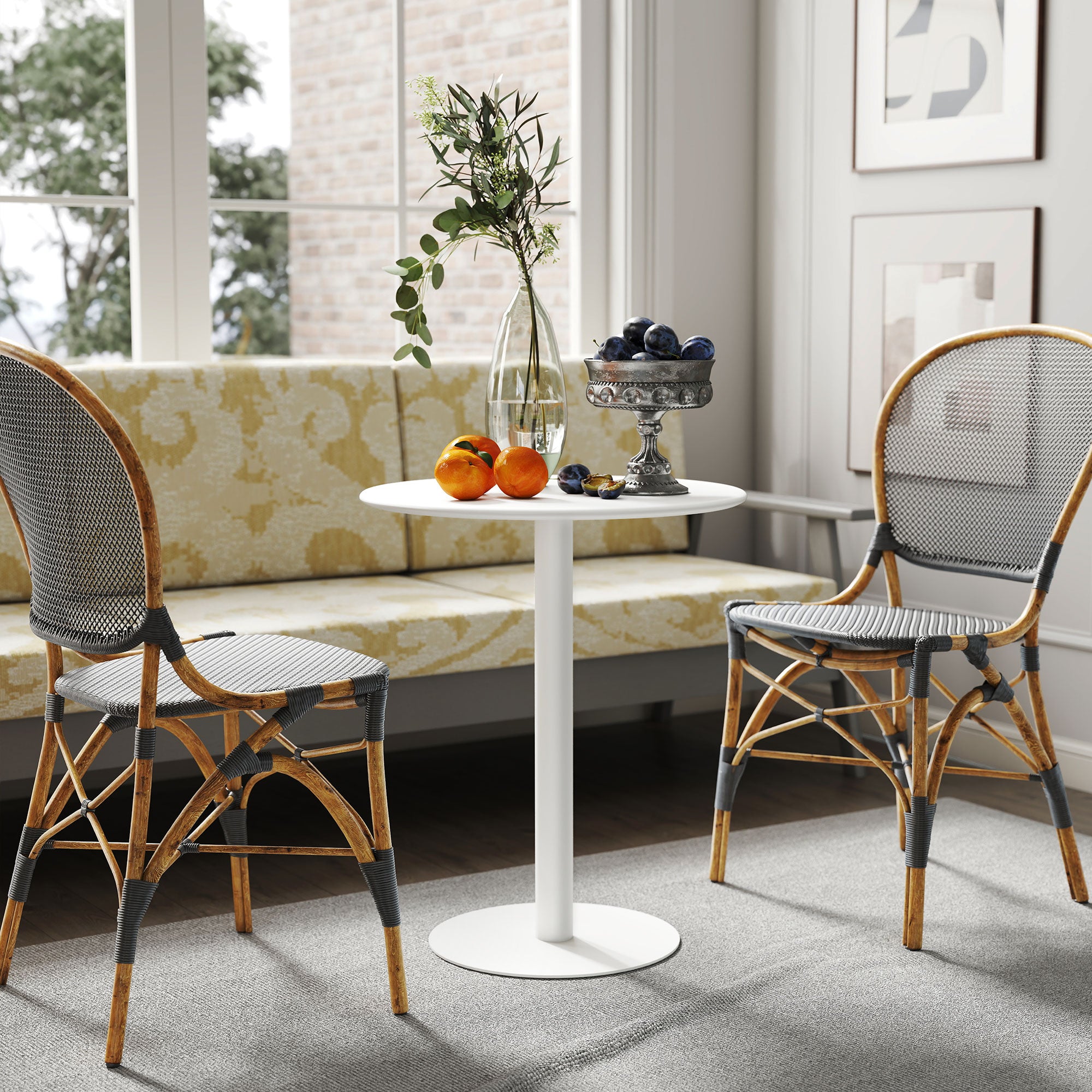 HOMCOM Dining Table, Round Kitchen Table with Steel Base for Living Room, Dining Room, 60 x 60 x 72cm, White