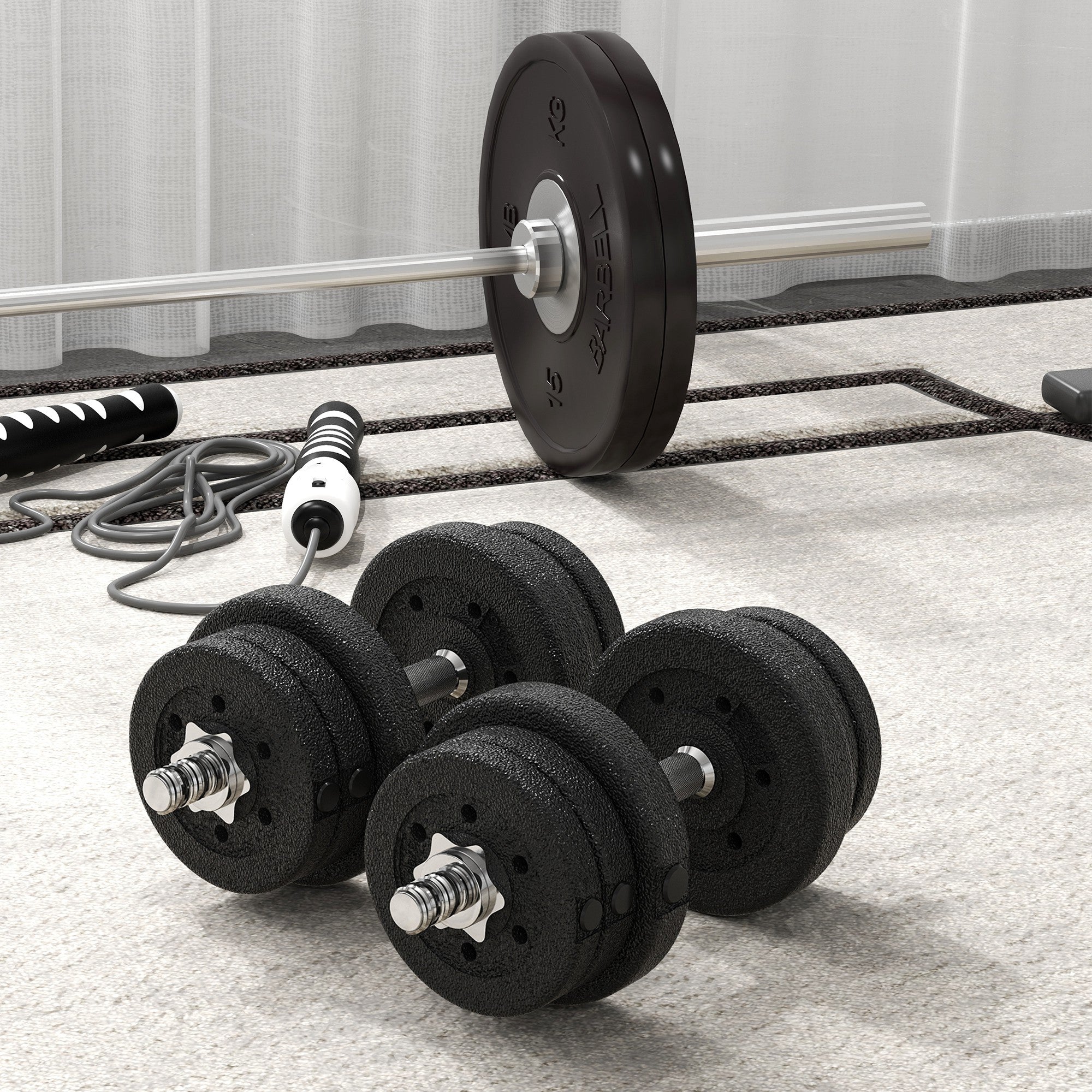 HOMCOM 25KG Adjustable Weights Dumbbells Set, Dumbbell Hand Weights for Home Office Gym Body Fitness Lifting Training, Black - North Peak Garden Furniture