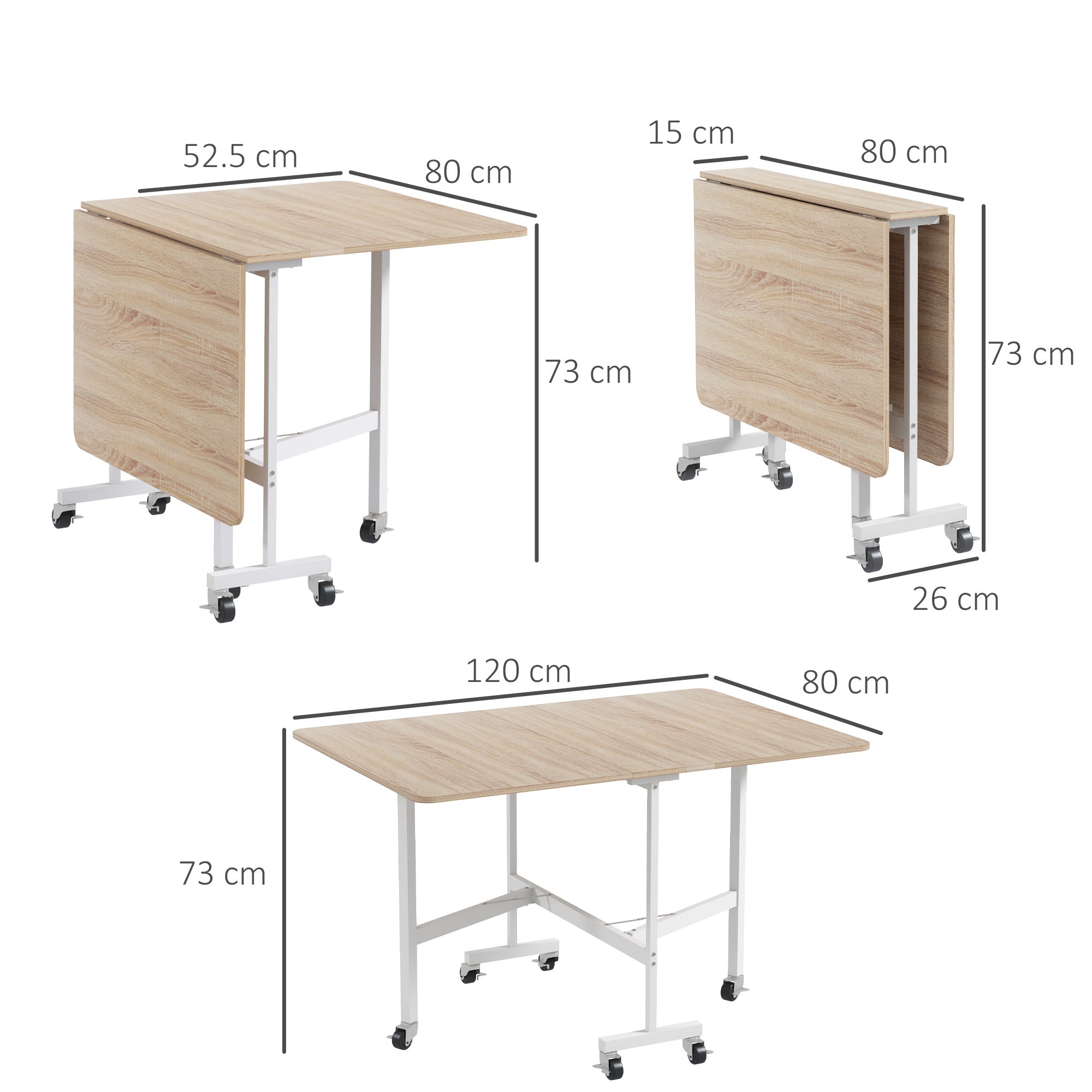 HOMCOM 4-6 Person Drop Leaf Dining Table - Wood-Effect - North Peak Garden Furniture